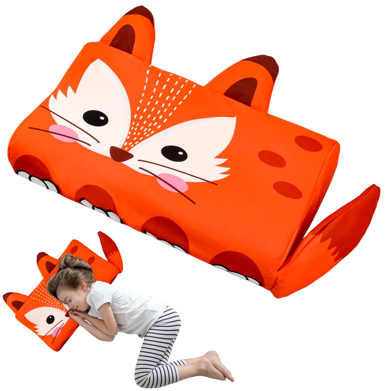 YAOZUP Cuscino Memory Foam Bambini,Cuscino Culla,Cuscino per Bambini con Federa,Ipoallergenico,Anti Acari,Cuscino per Bambini per Sonnellini per Ragazzi e Ragazze (3-10 Anni) (Volpi)