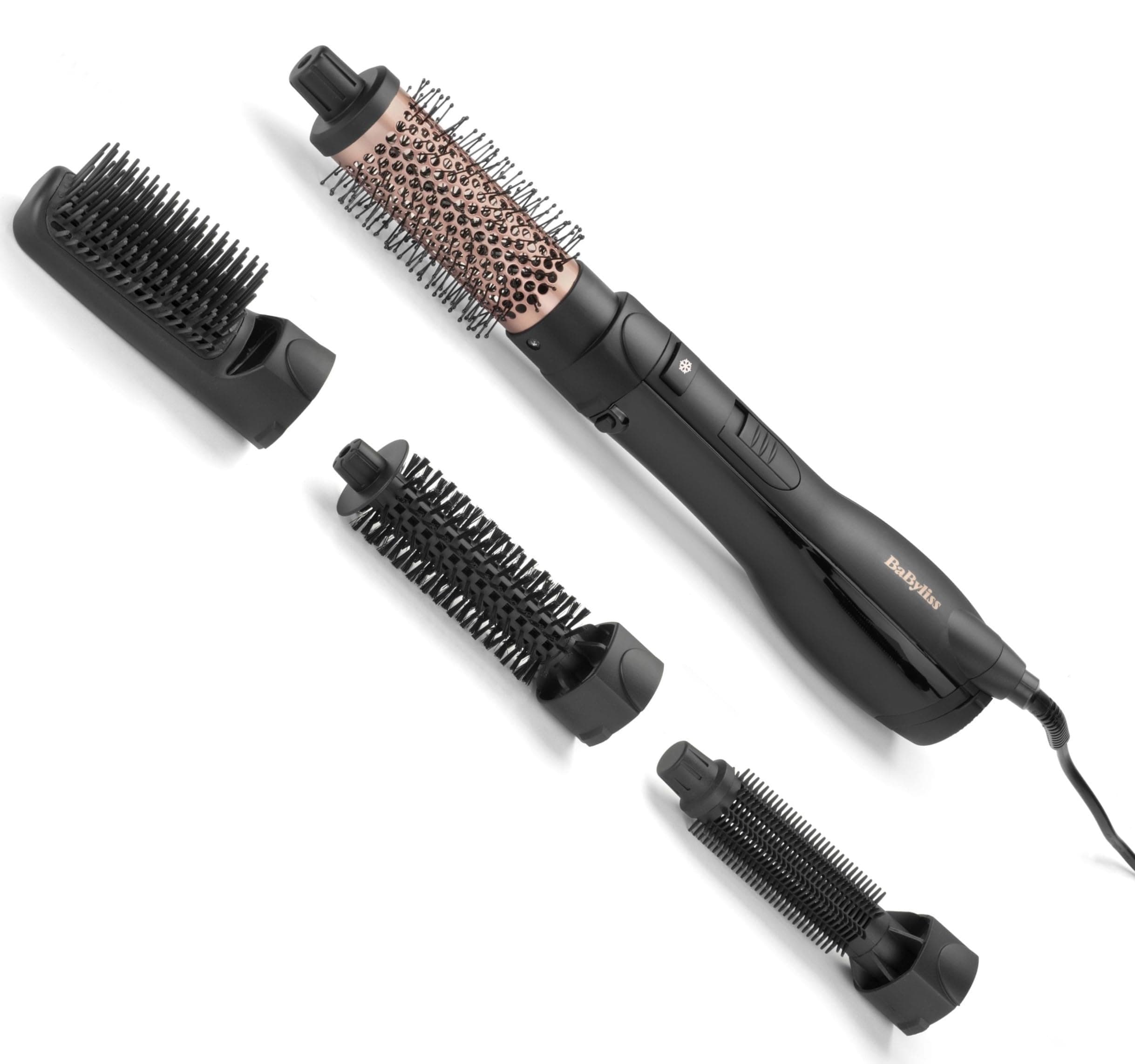 BaByliss Brosse soufflante Smooth Finish 1200, Multistyle 4-en-1, Accessoires Volume, Brushing et Lissage, 3 températures, fonction ionique, AS122E