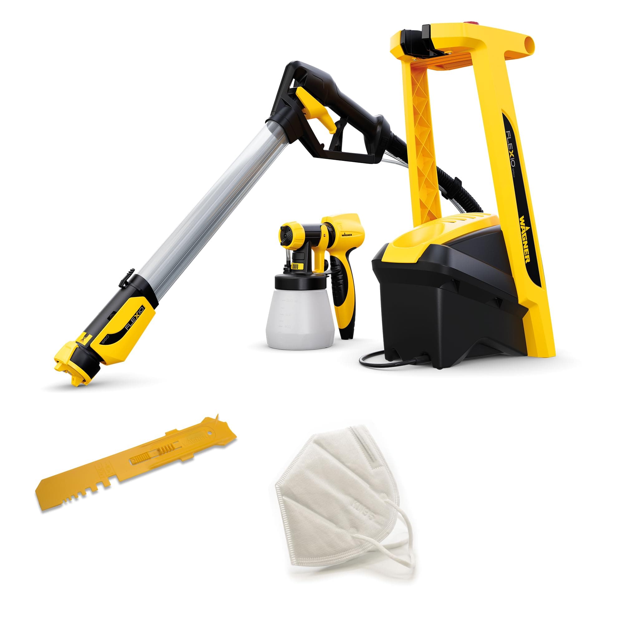 WAGNER pulverizador de Pintura W 950 FLEXiO para plásticas/látex, Barnices y esmaltes para Interiores, 15 m²-5 min, depósito 800 ml, 680 W, Manguera 3,5 m