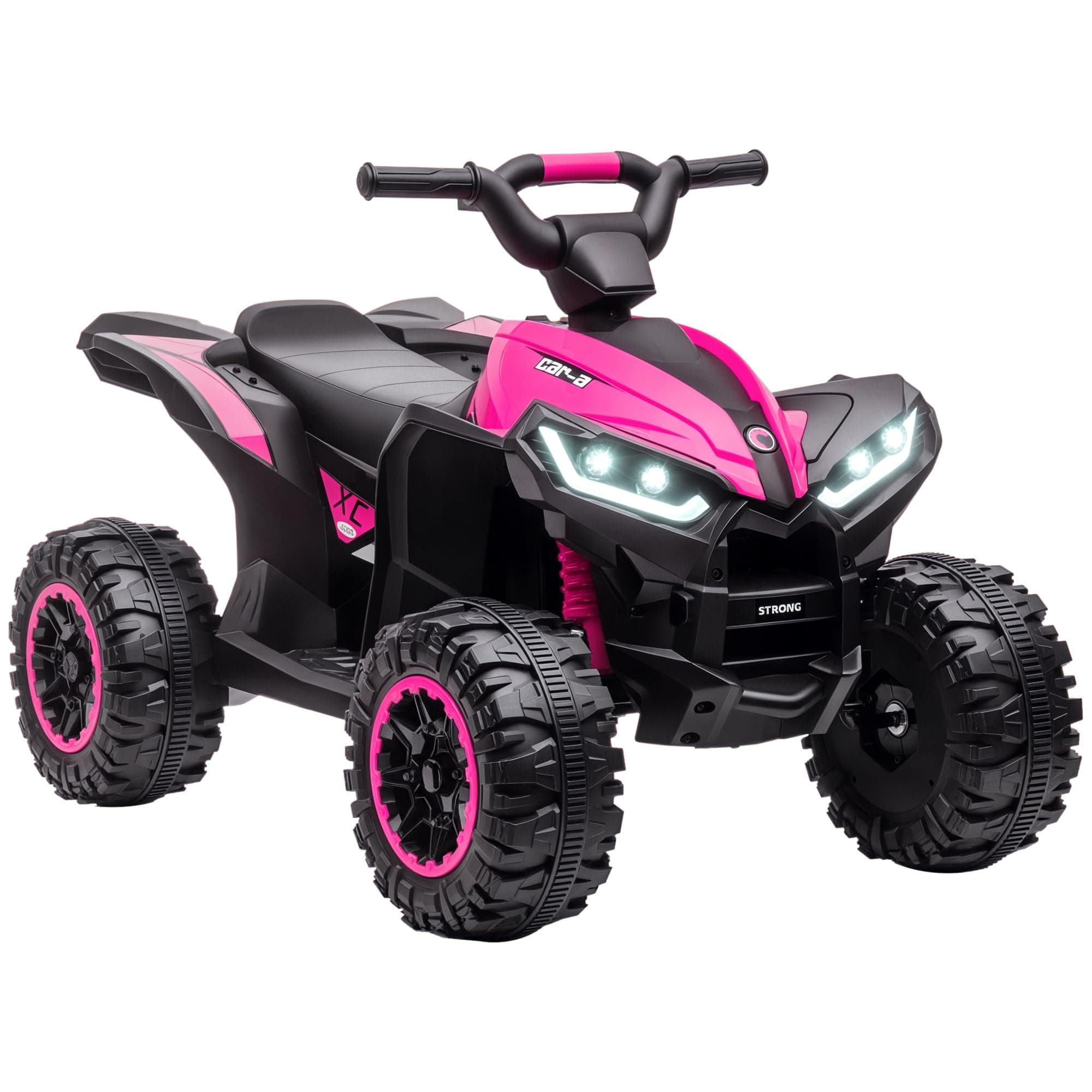 HOMCOM Quad électrique Enfant 12 V, Voiture électrique Enfants 2 Moteurs 2 Vitesses 3-6 km/h, phares LED, klaxon, pour Enfant de 3 à 5 Ans, poignée et Selle Ergonomique, Rose