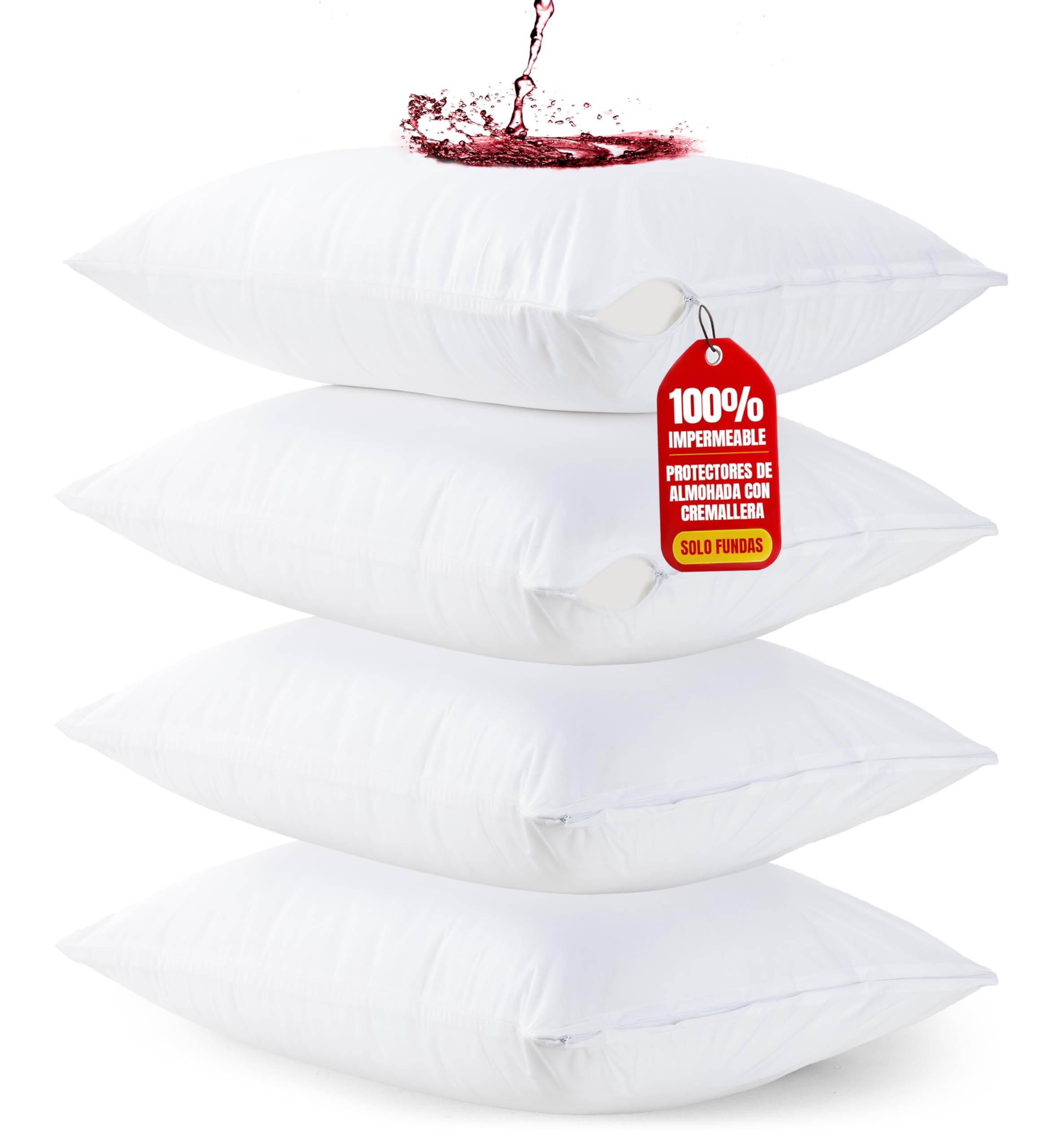 Utopia Bedding Protector de Almohada Impermeable 50x70 cm (Juego de 4) con Cremallera, Funda Almohada Certificado Oeko-Tex