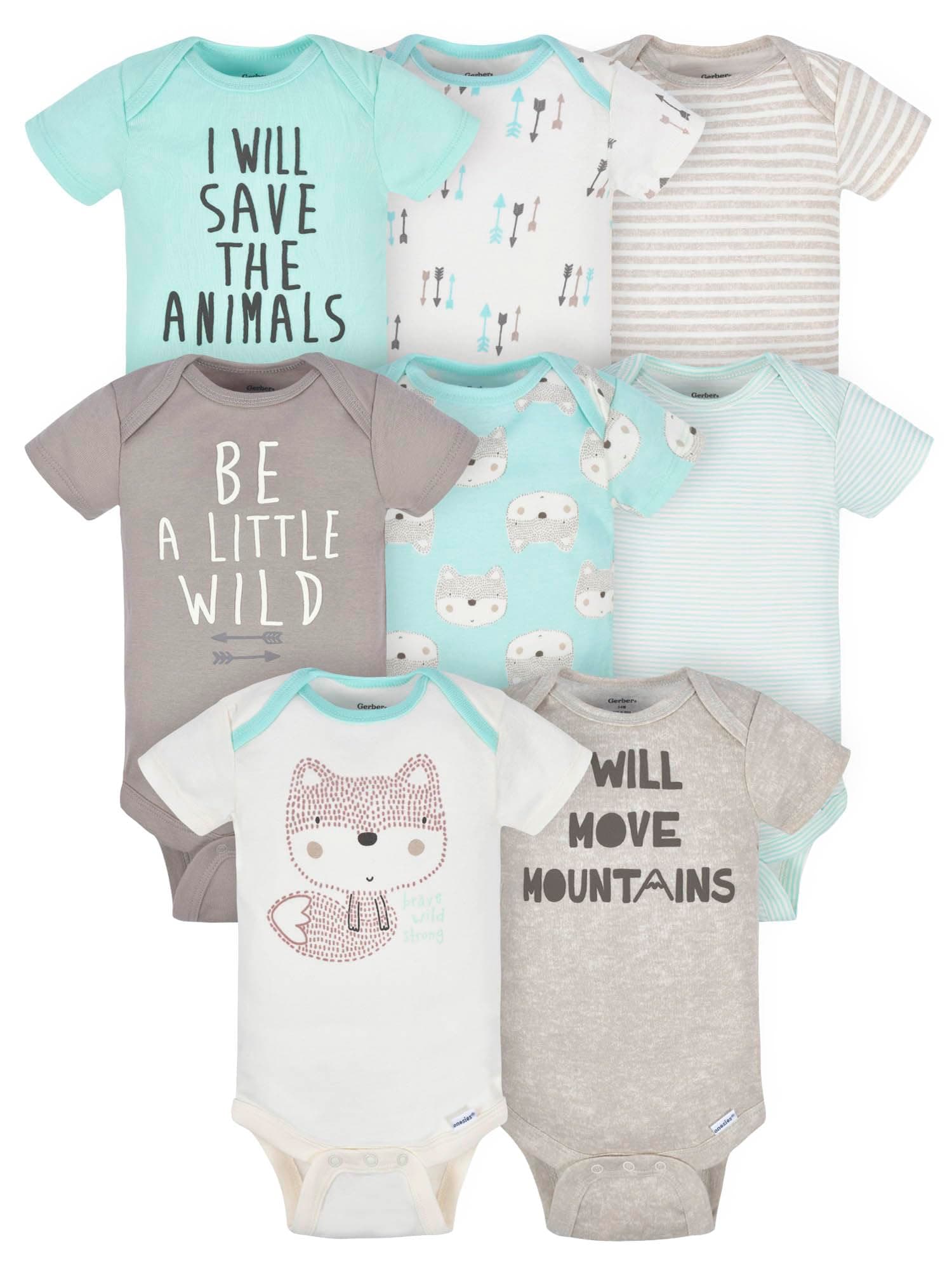 Gerber Conjunto de camiseta de manga corta para bebés y niñas, 8 unidades