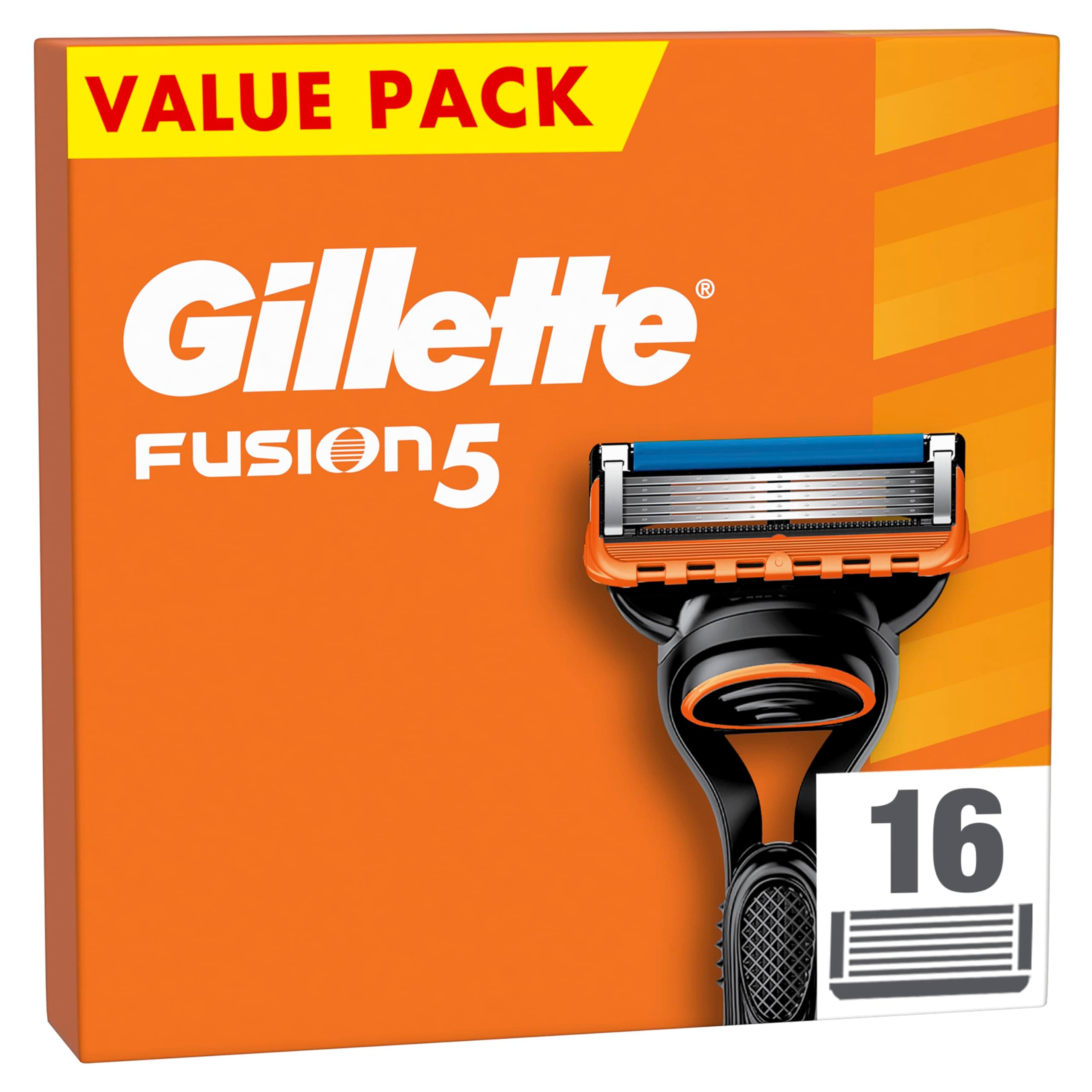 Gillette Recharges De Rasoir Fusion5 pour Hommes, Pack De 16, authentiques, Cartouches avec Bande Lubrifiante Et 5 Lames pour Un Rasage Manuel Efficace, Compatibles avec Les Manches De La Série Fusion