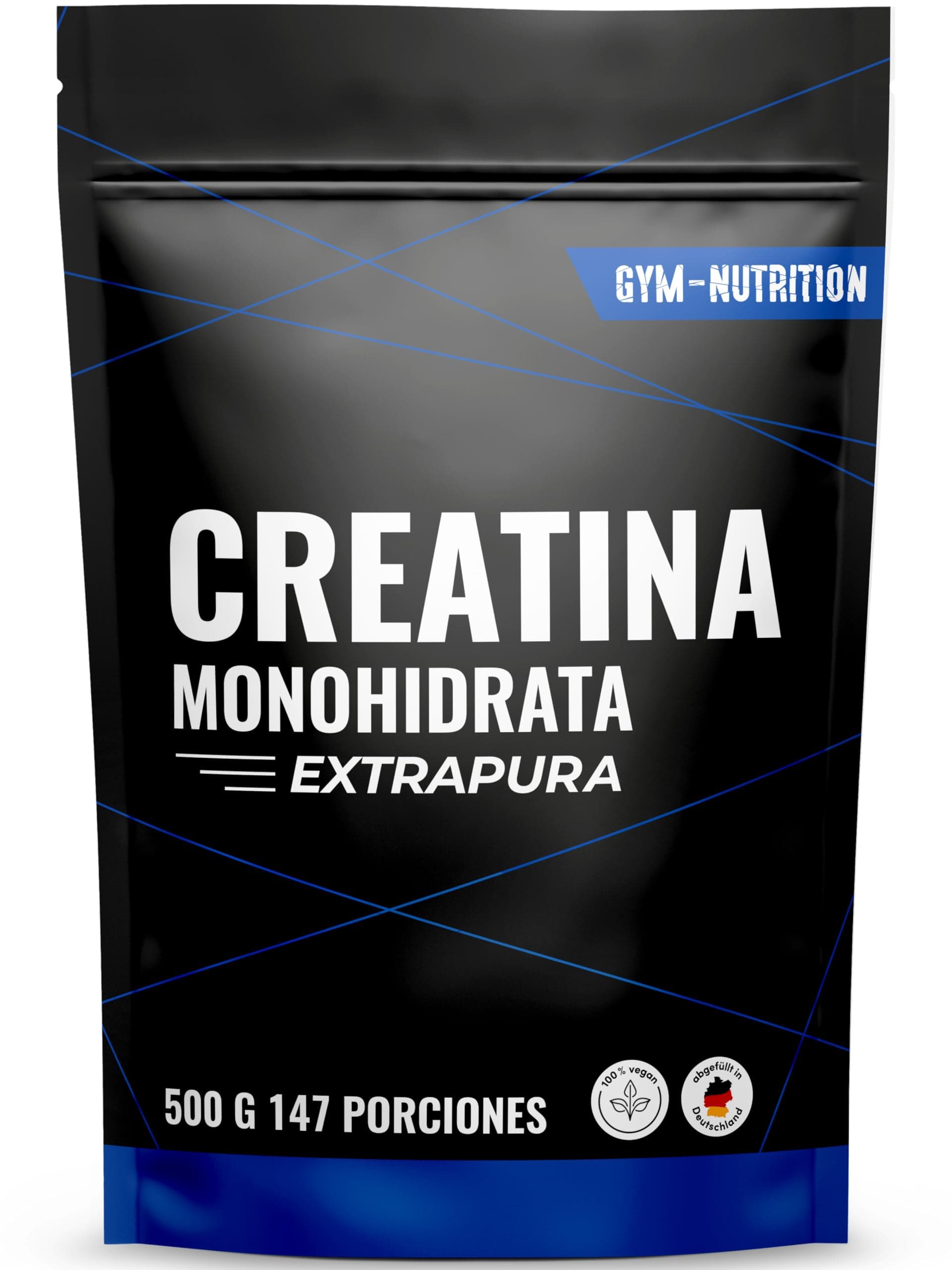 Creatina Monohidratada Extrapura - 500g - 147 Porciones - Creatina Monohidrato Polvo - 100% Vegano - Producido en Alemania - Creatine Monohydrate Powder