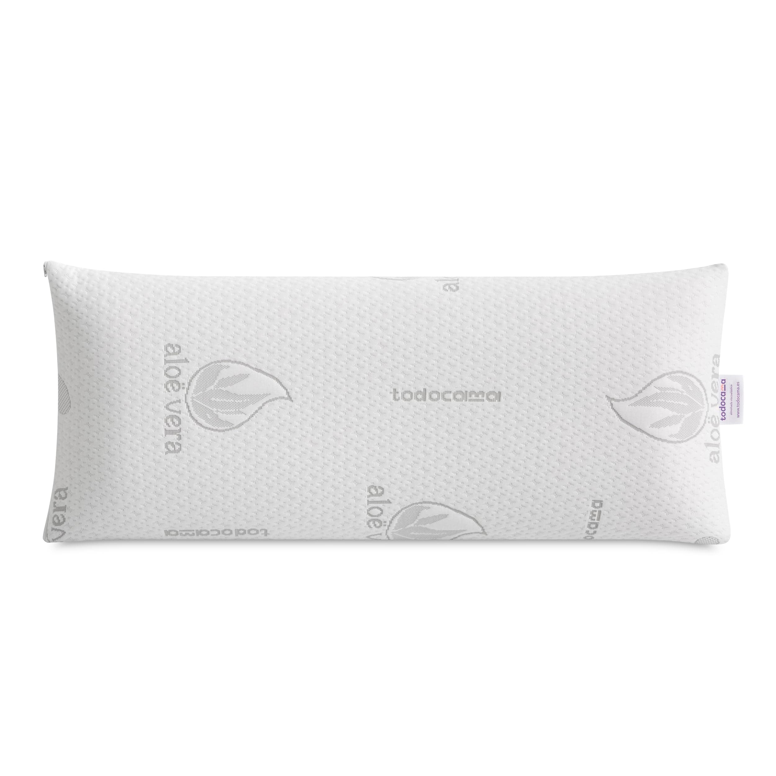 Todocama Almohada Viscoelástica Aloe Vera, Núcleo Compacto Viscoelástico para Cervicales y Cuello, Firmeza Media-Alta, Doble Funda con Cremallera (90 cm).