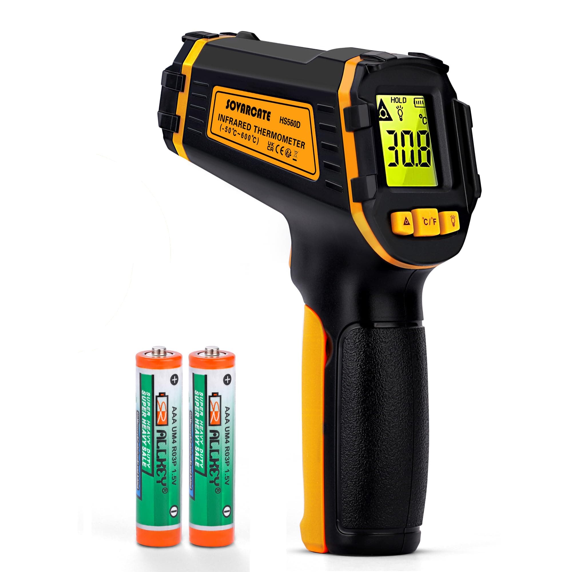 Thermomètre Infrarouge -50℃~600℃ Thermomètre Laser Numérique Sans Contact pour Cuisine, Pizza, Four, Réfrigérateur, Aliments, Réparation de Véhicules, Congélateur, Bonbons