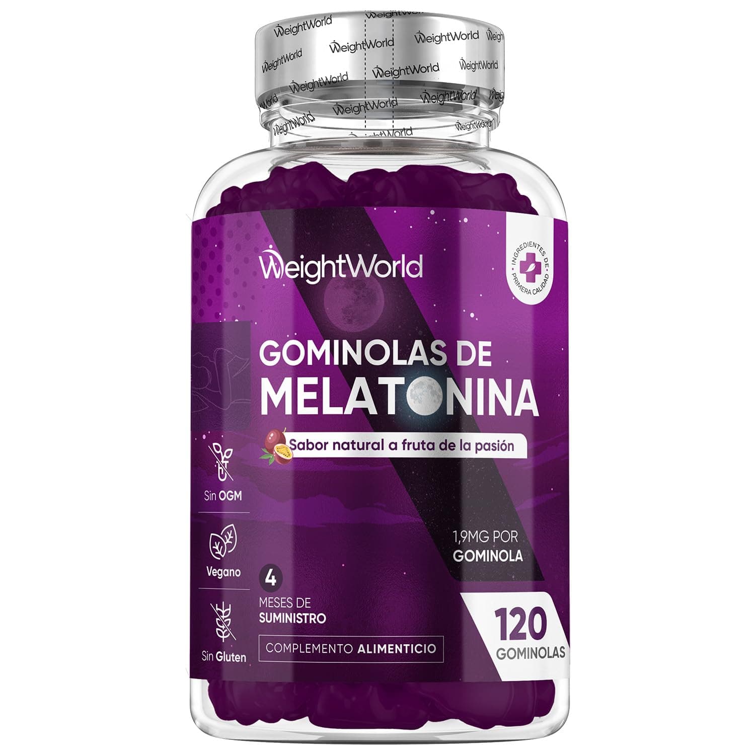 Melatonina Gominolas 120 Unidades Con Vitamina B6 y Sabor Natural a Fruta de la Pasión - Gummies para 4 Meses, Melatonina Contribuye a Reducir el Tiempo para Conciliar el Sueño, Veganas y Sin Gluten