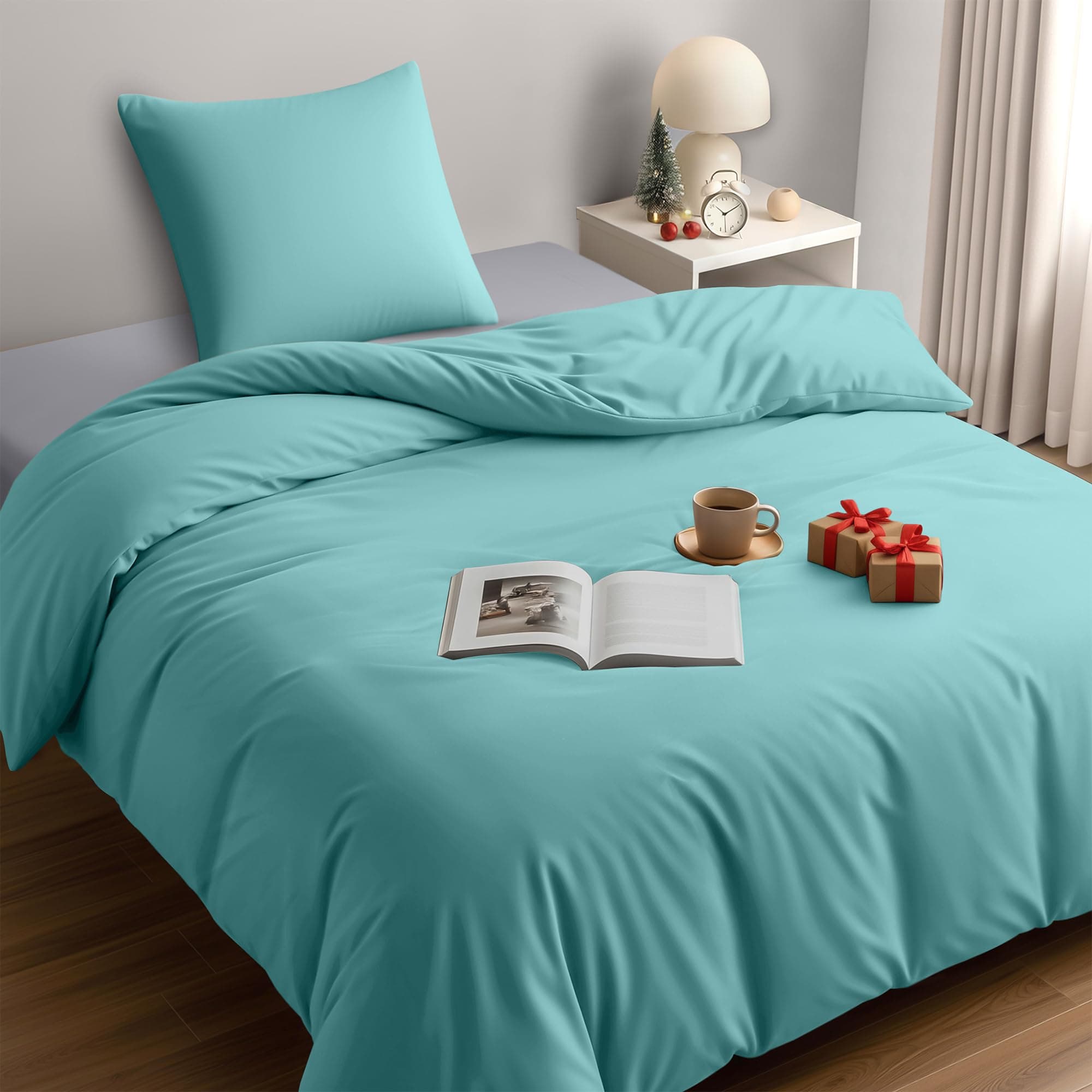 Utopia Bedding Funda Nordica Cama 90 - Microfibra Juego de Funda de Edredon 135x200 cm y 1 Funda de Almohada 80x80 cm (BLU SPA)