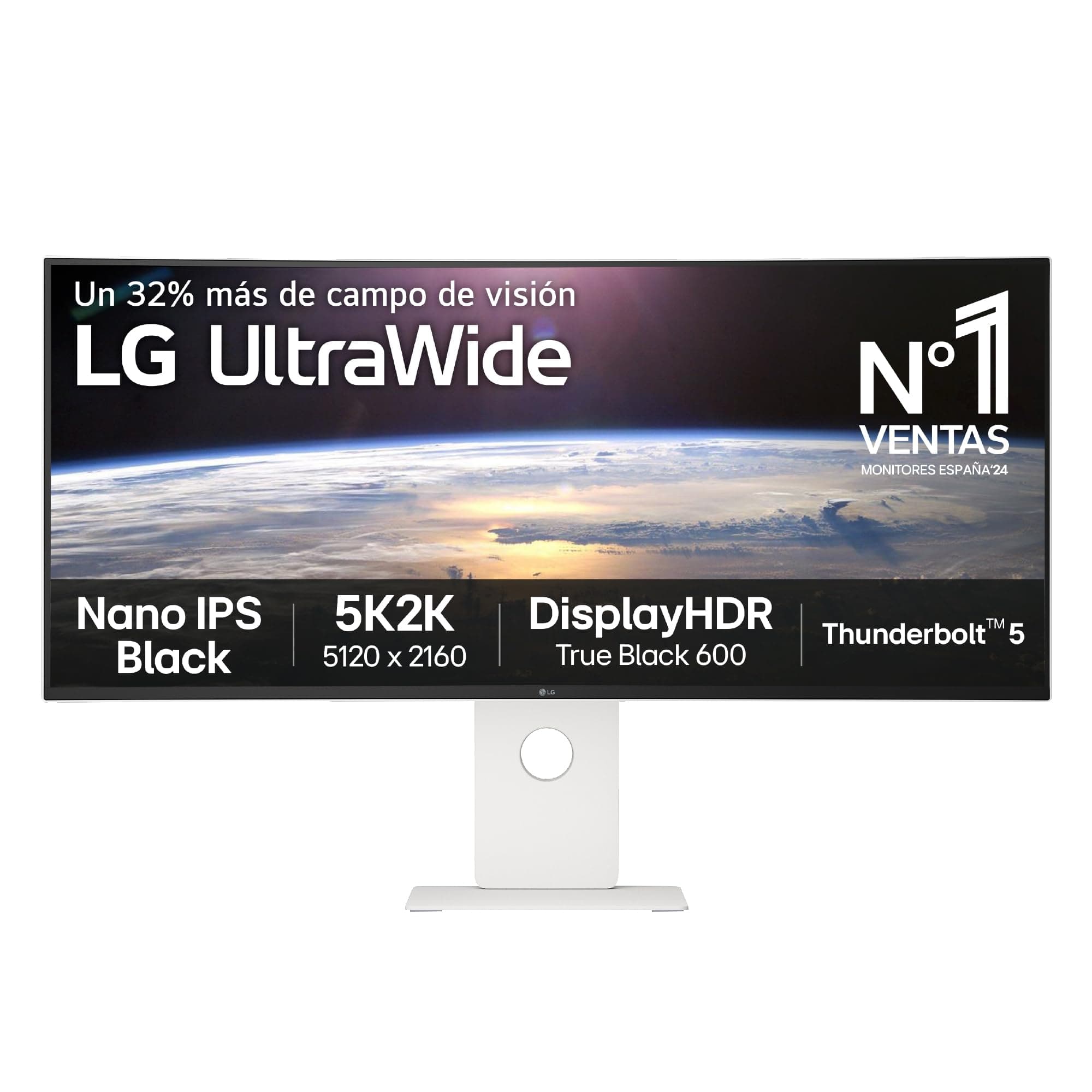 LG 40U990A-W - Monitor UltraWide 40", Curvo 2500R, Panel Nano IPS, (5121 x 2160), 120 Hz, Ultrapanorámico 21:9, FreeSync Premium, Blanco con Textura, DCI-P3 99%
