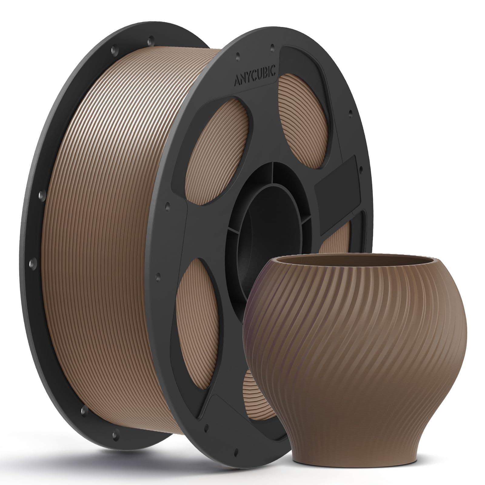 ANYCUBIC PLA+ Filament 1.75mm, Hohe Zähigkeit und Präzision -3D-Druckmaterialien, PLA Plus Intelligente Identifikation, 1KG Braun