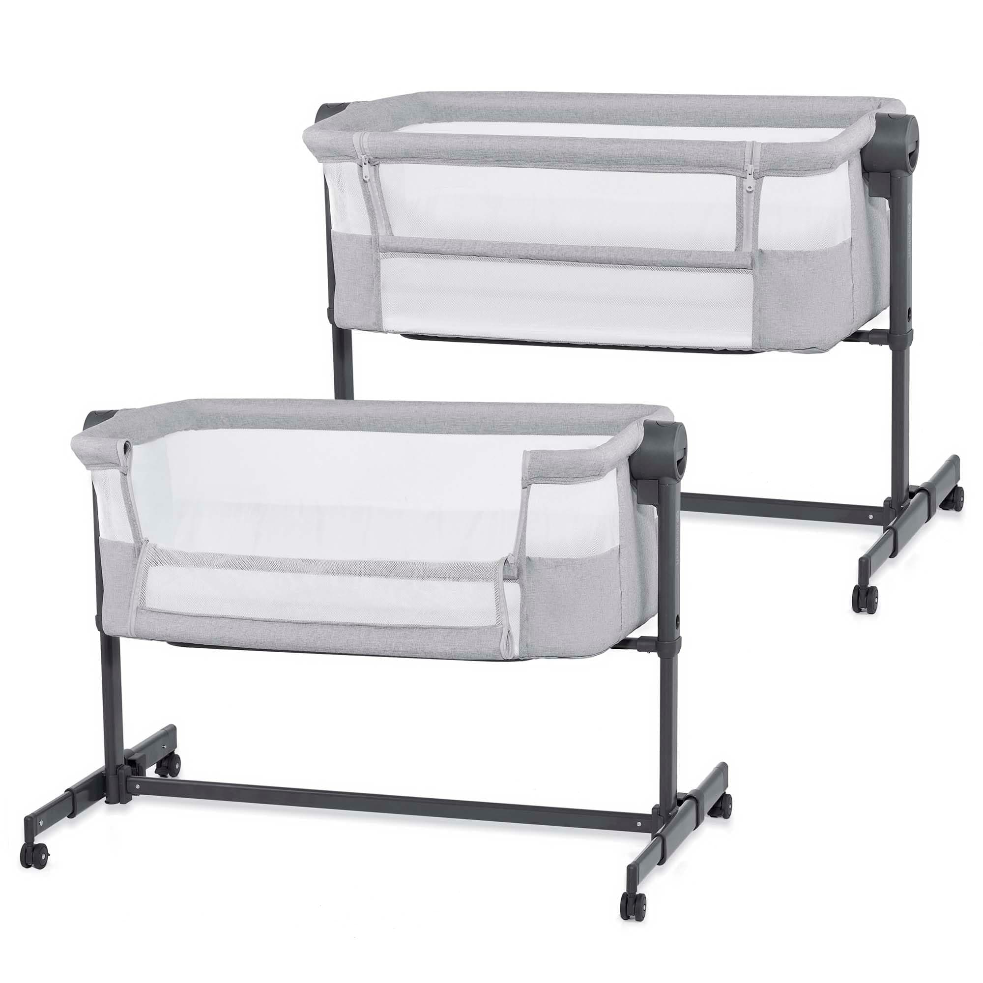 Kinderkraft NESTEE UP 2 Lit bébé cododo, Lit Bebe avec Matelas de la Naissance, Réglage de la Hauteur, Facile Adapter au lit du Parent, Pieds réglables, Gris Clair