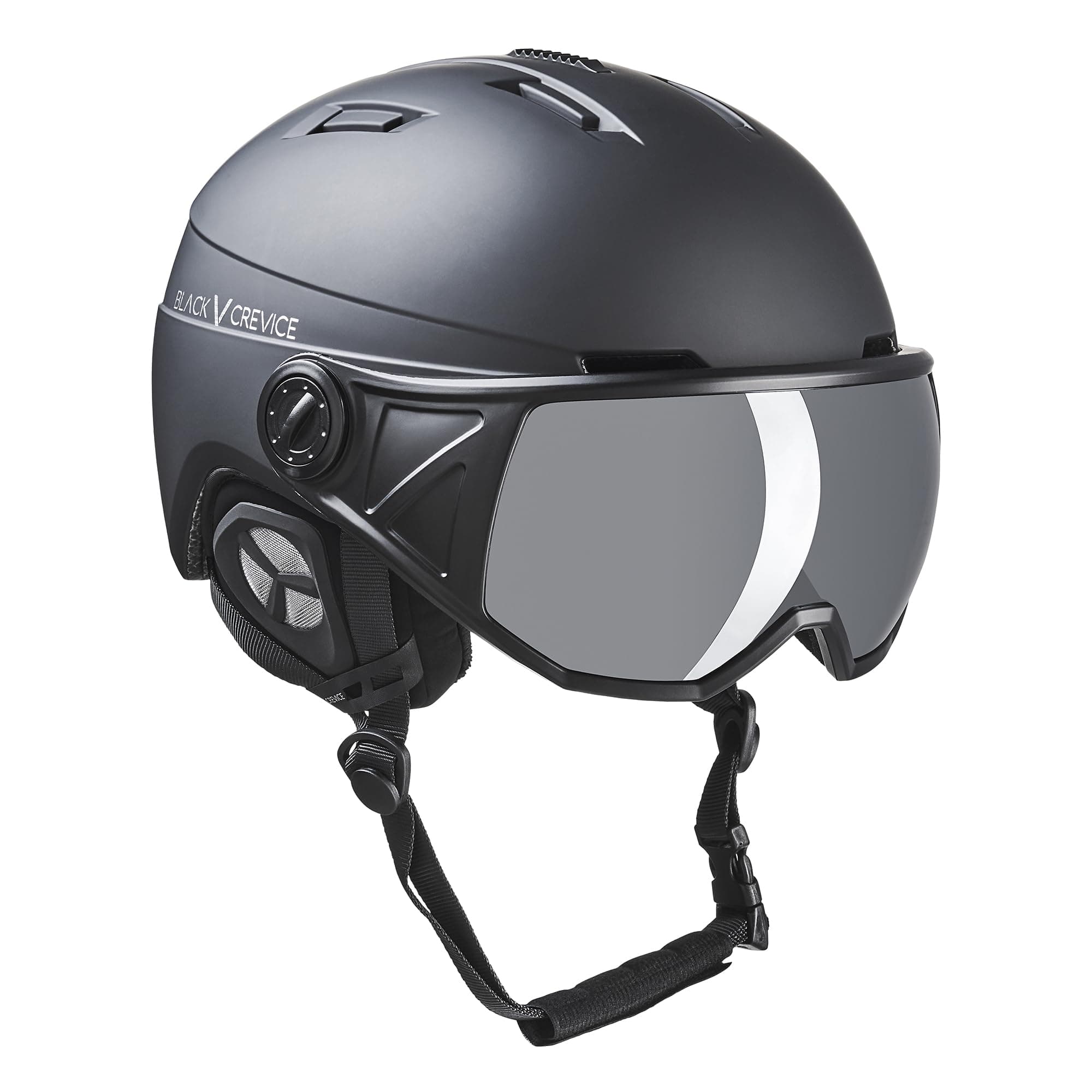 BLACK CREVICE St.Moritz - Casco de esquí con Visera, Casco de esquí Ajustable para Hombre y Mujer, Casco de esquí con Soporte para Gafas de esquí, antivaho, Casco de esquí y Snowboard con Funda
