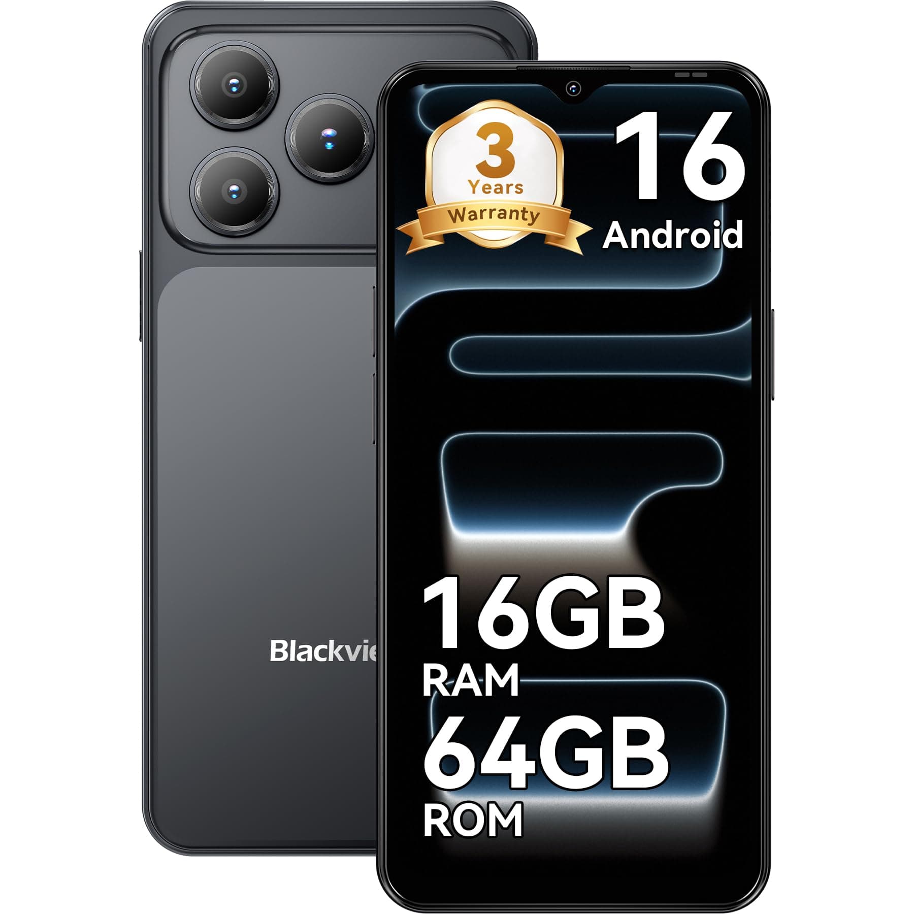 Blackview Wave 7C Telefono Movil Baratos Buenos Android 16, 32MP+13MP, 6.56", 16+64GB/2TB TF Celulares,Smartphone Libres Oferta 5000mAh//3.5mm/WiFi 5G/Face ID/3 Ranuras para SIM,3 Años de Garantía