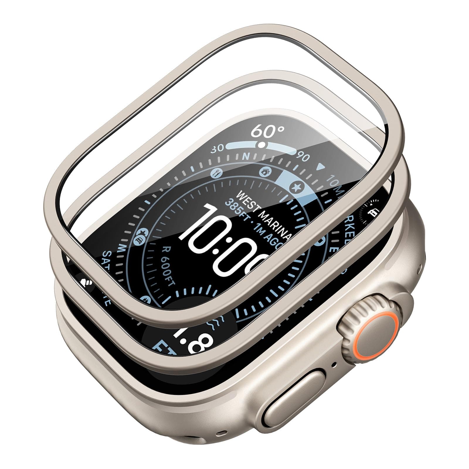 ESR 2er-Set Armorite Panzerglas für Apple Watch Ultra 3/2/1 (2025/2024/2023/2022, 49 mm), Militärischer Schutz, Gehärtetes Glas mit Aluminiumlegierungsrahmen, Kratzfest, Titan