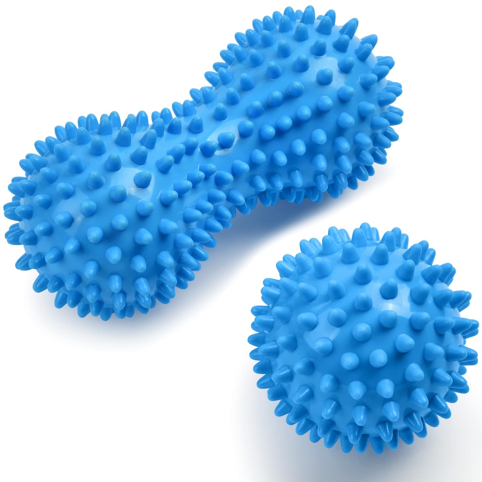 URAQT Palline Massaggio, 2 Pezzi Palla Massaggio Piedi Palline a Riccio Palline per Massaggio di Fisioterapia, Doppia Palla Massaggio Palla per Massaggi Fascia per Deep Tissue Massaggio, Blu chiaro