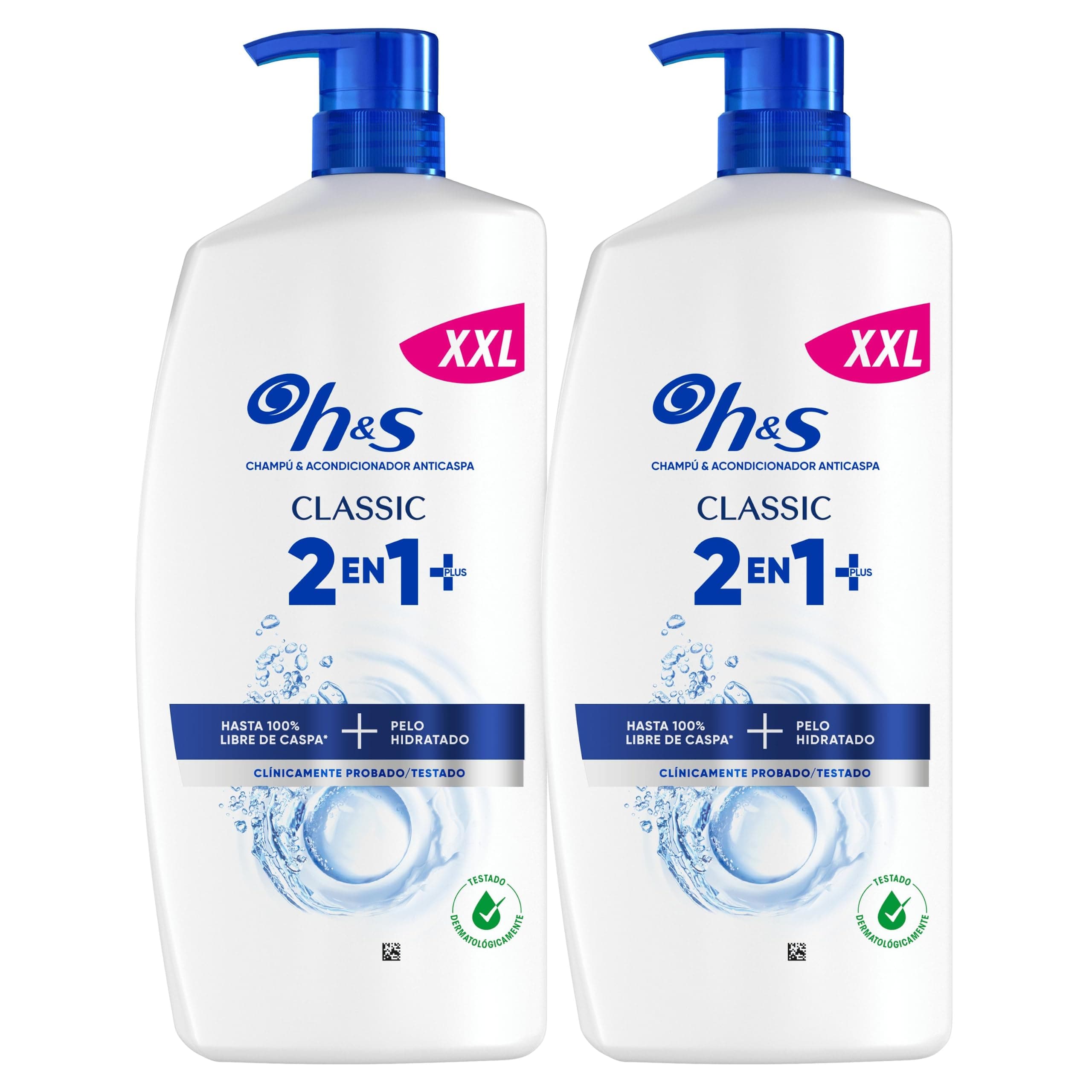 H&S Classic Champú y Acondicionador Anticaspa 2en1 2x1000ml, con Dispensador. Hasta 100% de Protección Anticaspa. Para Todo Tipo de Pelo y Cuero Cabelludo. Uso Diario. Limpieza profunda, New Version