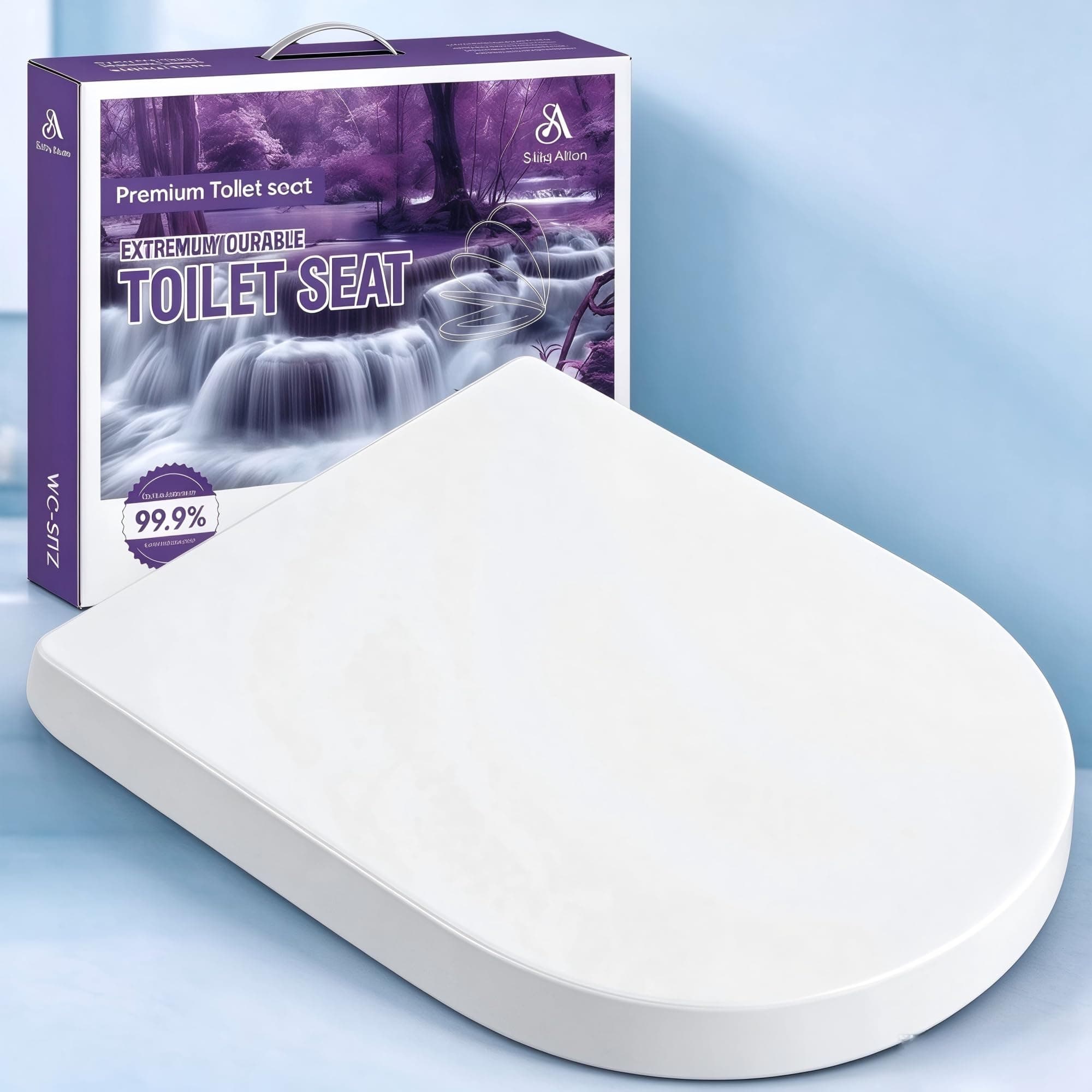 Solng Aldoih Abattant WC D Forme, Lunette WC Frein de Chute, Blanc | Déclipsage Rapide, Fixation par le Dessus, Charnières Réglables,résistant aux UV et finition effet céramique