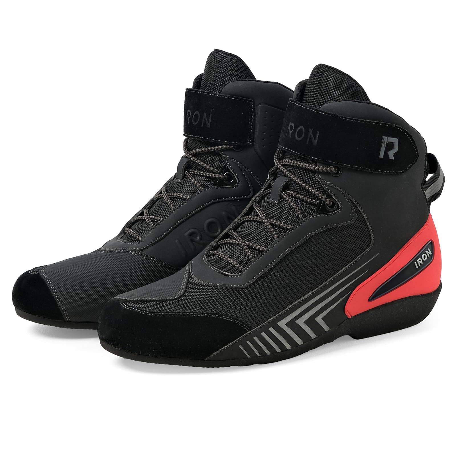 RIDEIRON Zapatos de equitación para motocicleta para hombre, botas protectoras de motocross, para deportes de potencia, informales, antideslizantes, con cremallera lateral