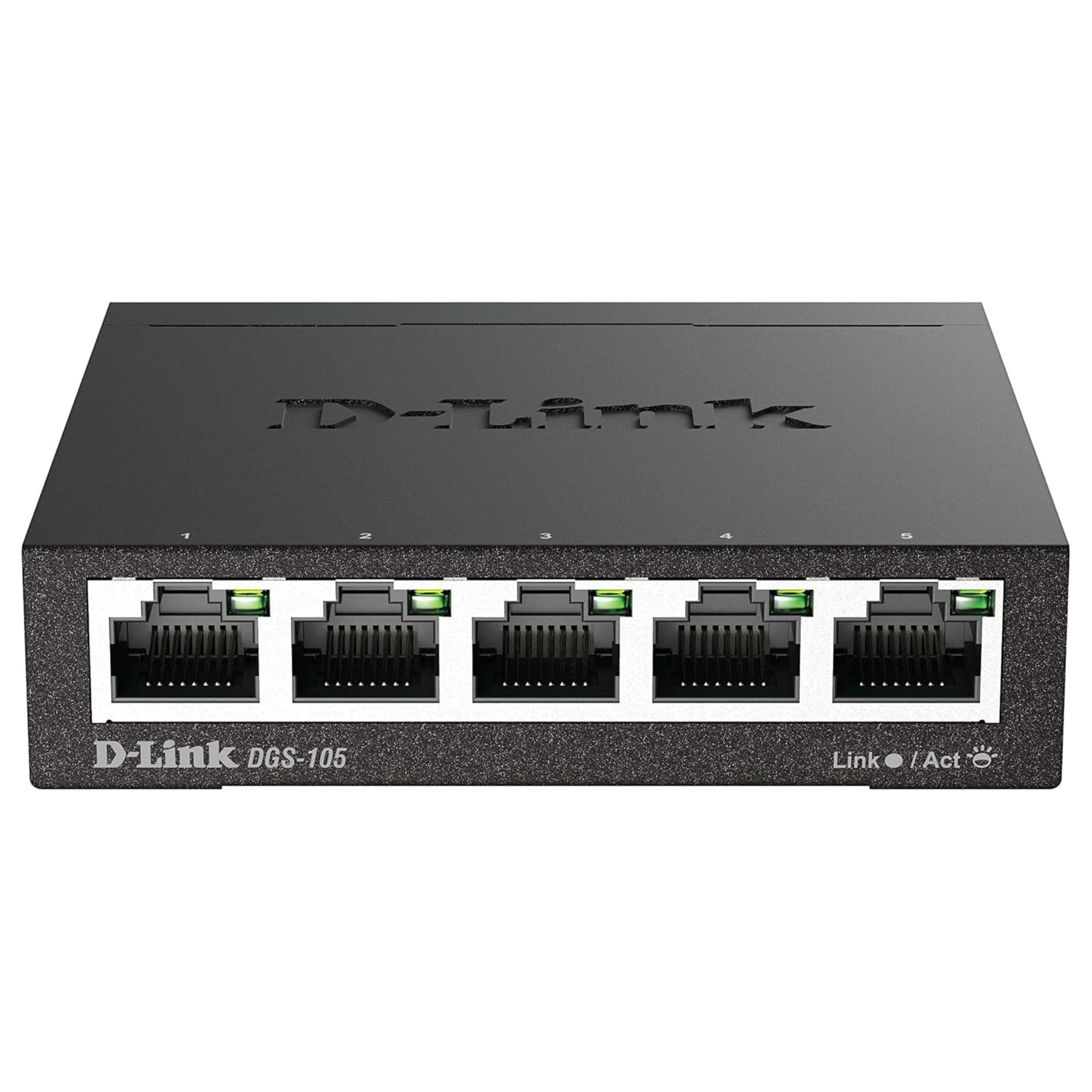 D-Link DGS-105 - Switch de red (5 puertos Gigabit RJ-45, 10/100/1000 Mbps, chasis metálico, IGMP snooping, autosensing, priorización de tráfico QoS 802.1p) color negro