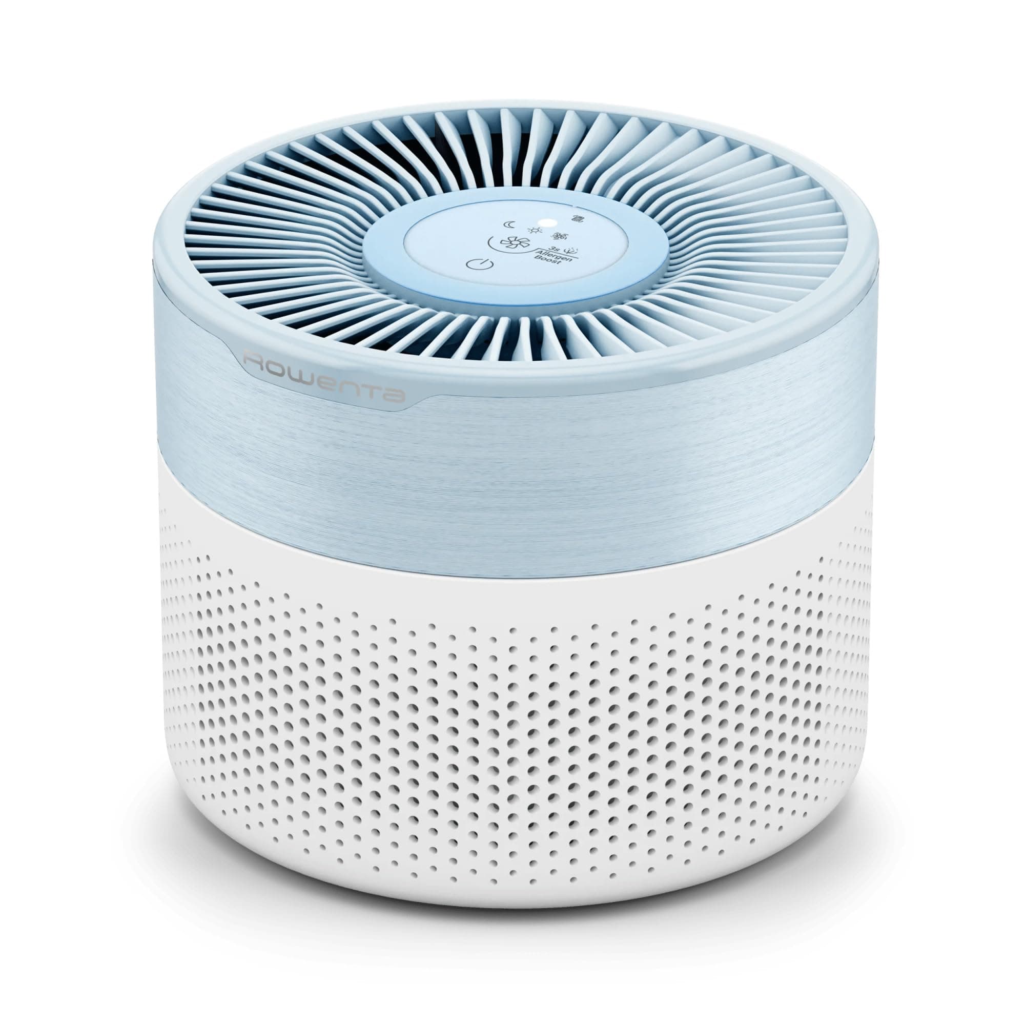 Rowenta Pure Air Mini, Purificateur d'air intérieur avec filtration HEPA Allergy+, Très silencieux, Réduit les mauvaises odeurs, PU1520F0, Bleu Clair et Blanc