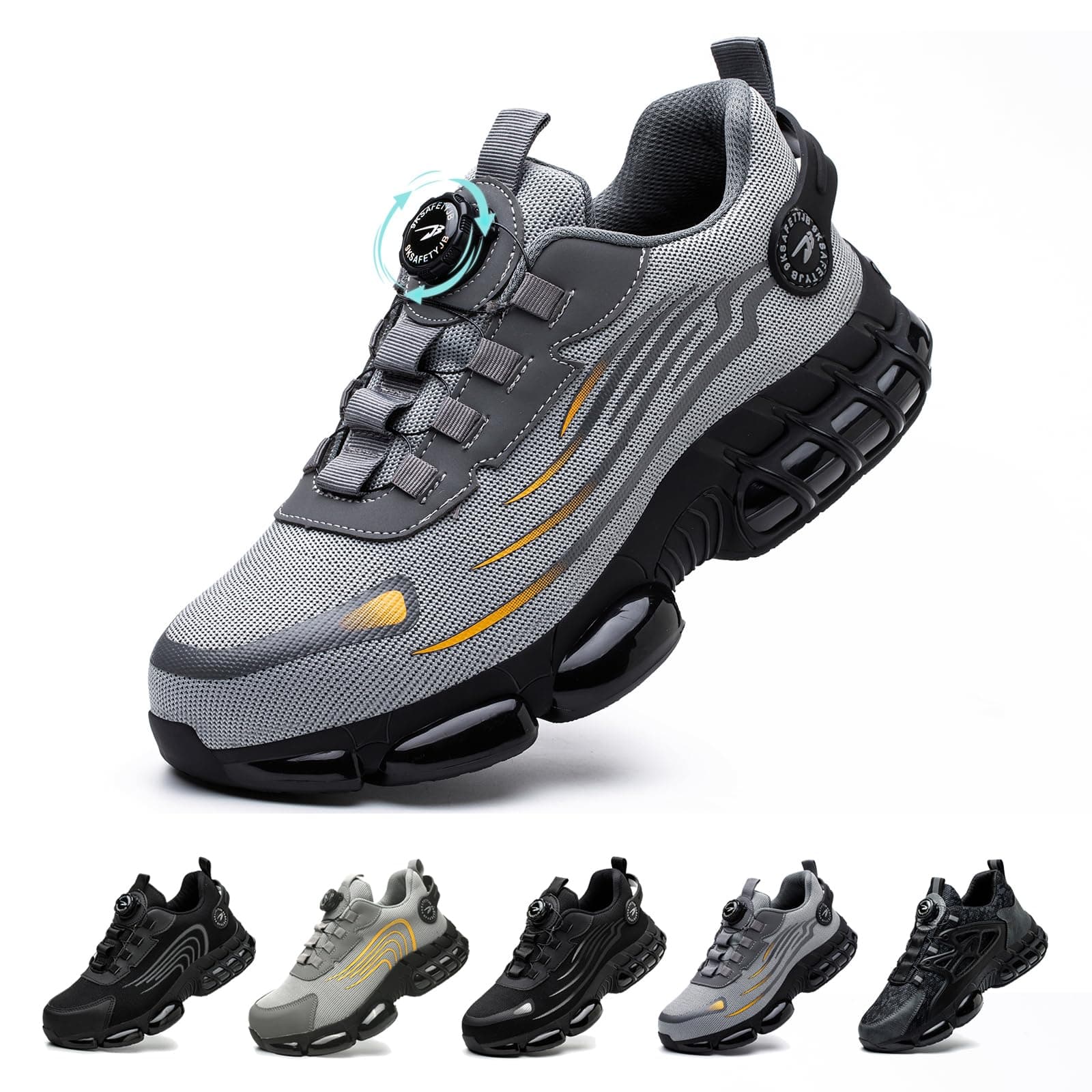 Gugifcto Scarpe Antinfortunistiche Uomo Donna Moda Sneakers Antiscivolo Leggere Traspiranti Rilascio Comode Rapido Scarpe Sicurezza con Punta in Acciaio 36-48 EU