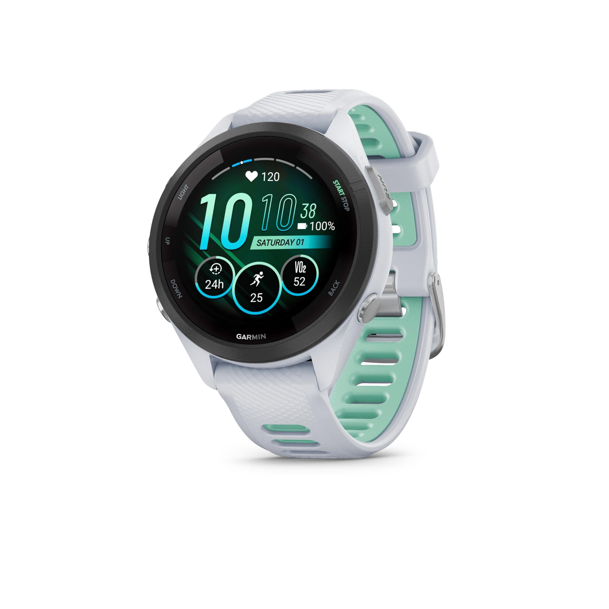 Garmin Forerunner 265S Reloj Inteligente para Correr con GPS, Pantalla Táctil AMOLED, Métricas Optimizadas, Planes de Entrenamiento, Pay, Música, Autonomía de 15 Días, Blanco