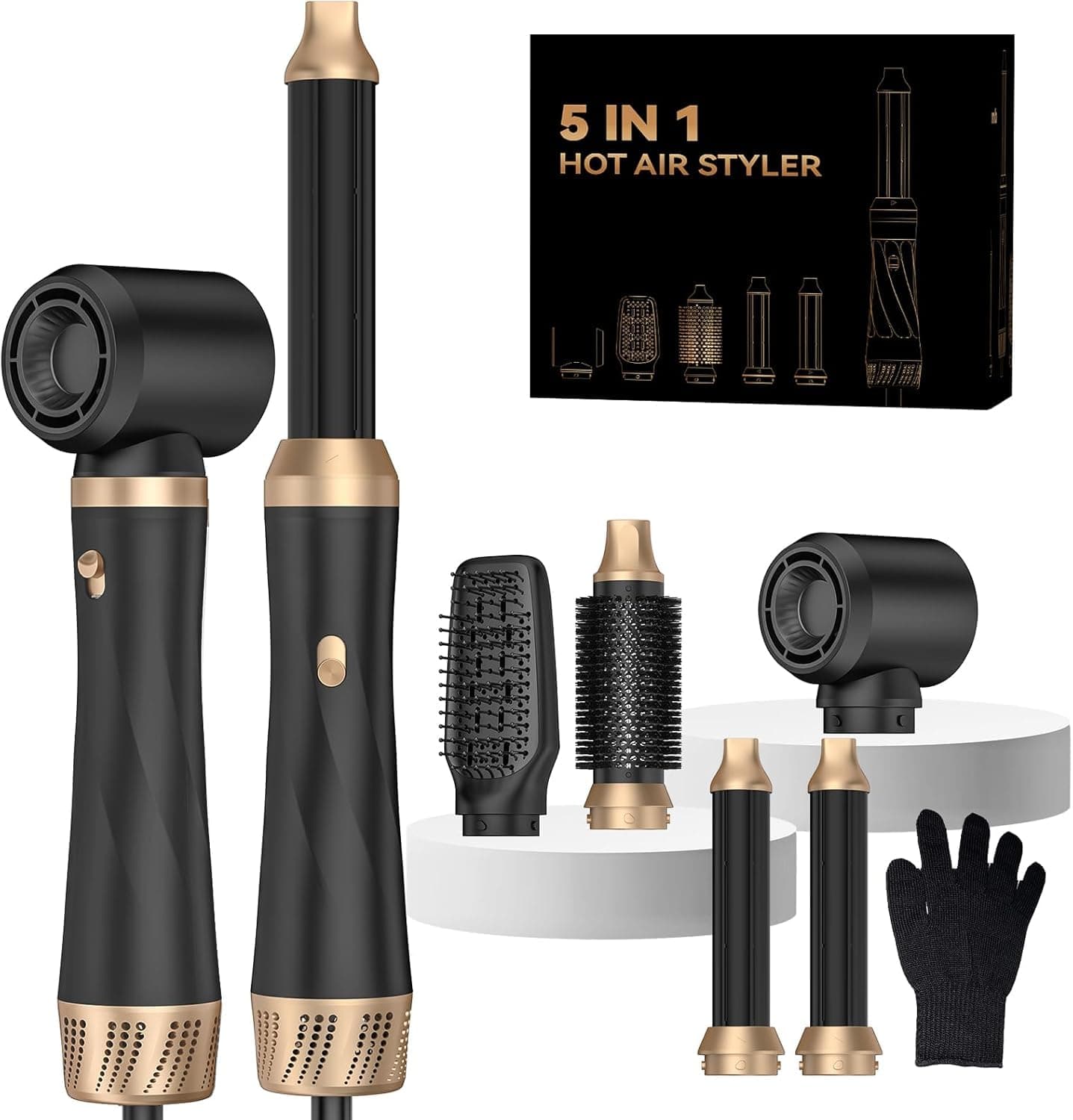 5 in 1 Airstyler Hair Styler Spazzola Soffiante Air Styler set Airbrush Ferro a ricciolo Spazzola Soffiante Spazzola Lisciante per Capelli, Kit di parrucchiere per asciugare