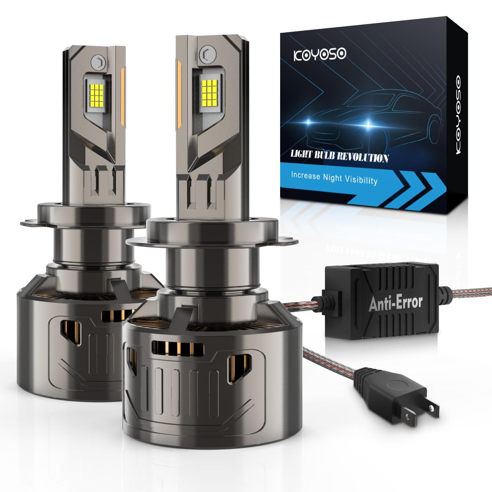 KOYOSO LED H7 Lampadine CANBUS: Nessun Errore Kit Lampade Fari 36000LM 200W Super Luminoso H7 Luci -15-Chips 6500K Bianco Freddo Abbagliante e Anabbagliante Sostituzione per 12V Auto