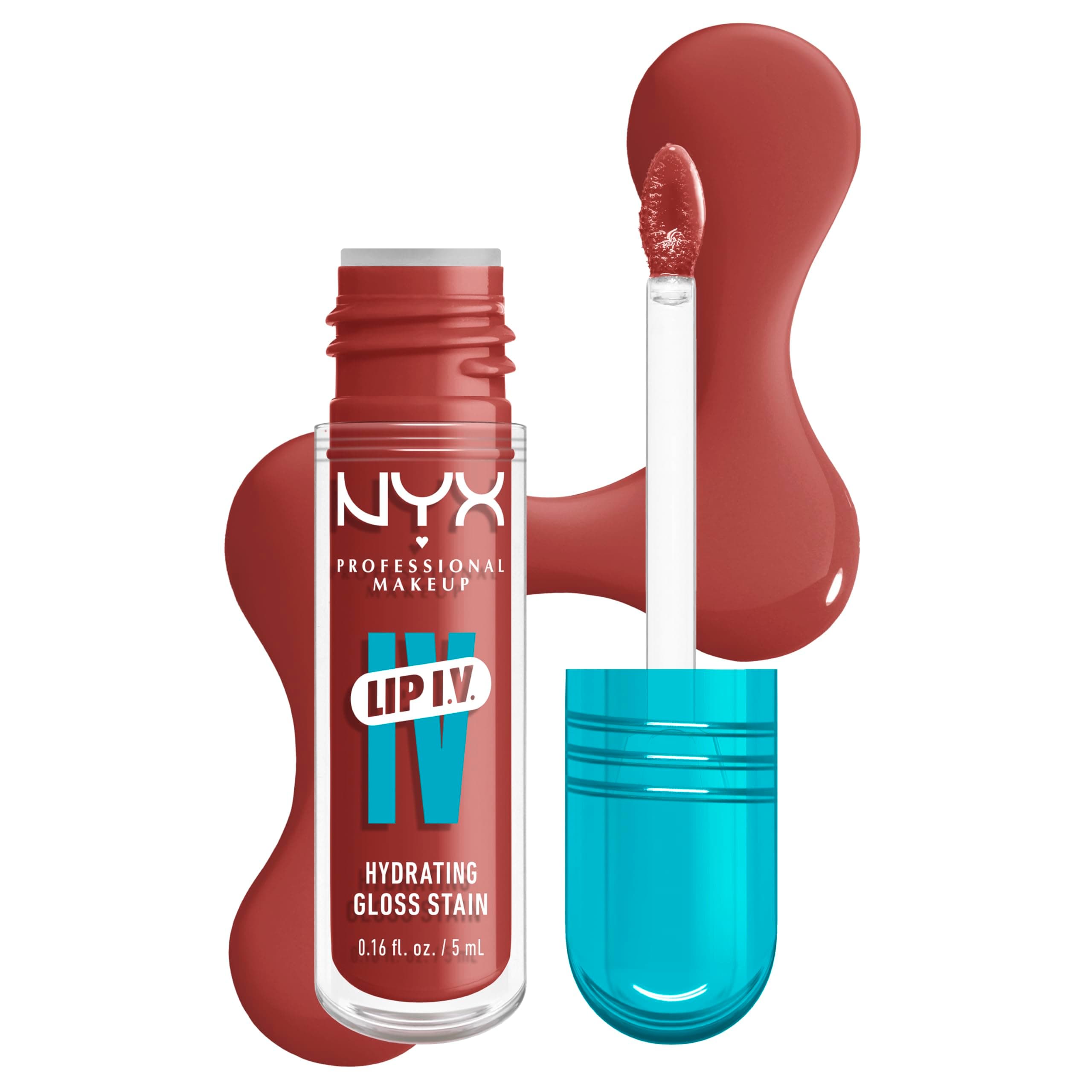 NYX Professional Makeup Feuchtigkeitsspendender Lipgloss und Lip Stain, 2 in 1, Bis zu 12 Stunden Pflege, Lip IV Hydrating Gloss Stain, Langanhaltender Lip Tint, Farbe: Hydra Honey