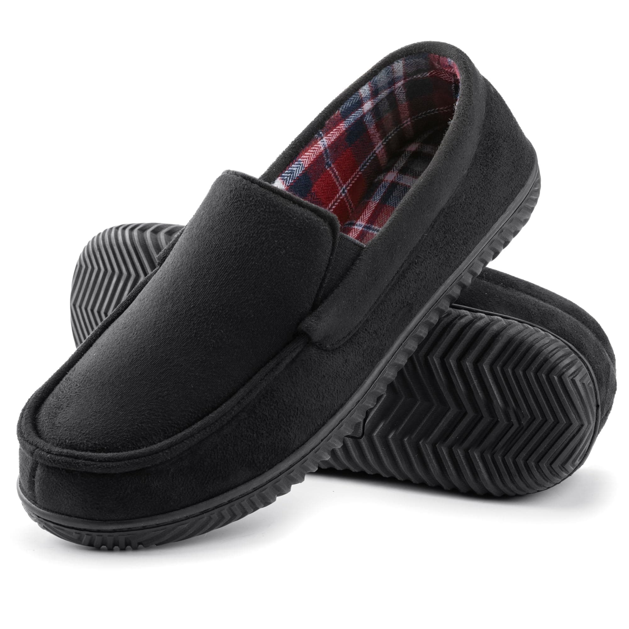 RockDove Chausson Mocassin Doublé Flanelle pour Hommes | Dessus Robuste, Deux Gorges élastiques, Doublure Respirante, Semelle Mousse Mémoire, Antidérapante Semelle, Lavable Machine