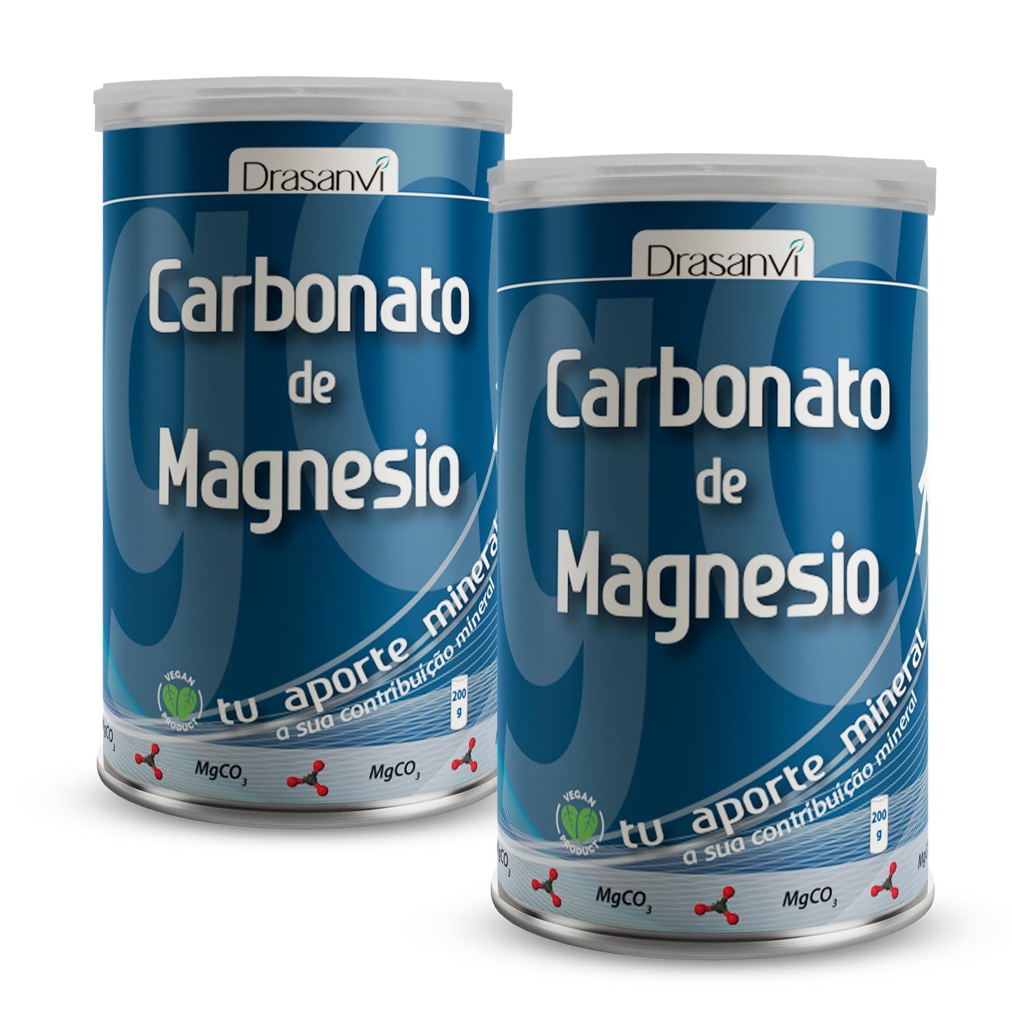 DRASANVI Carbonato de magnesio PURO | Contribuye al funcionamiento normal de huesos, dientes, músculos y sistema nervioso | Disminuye el cansancio y la fatiga | 2 x 200grs de polvo