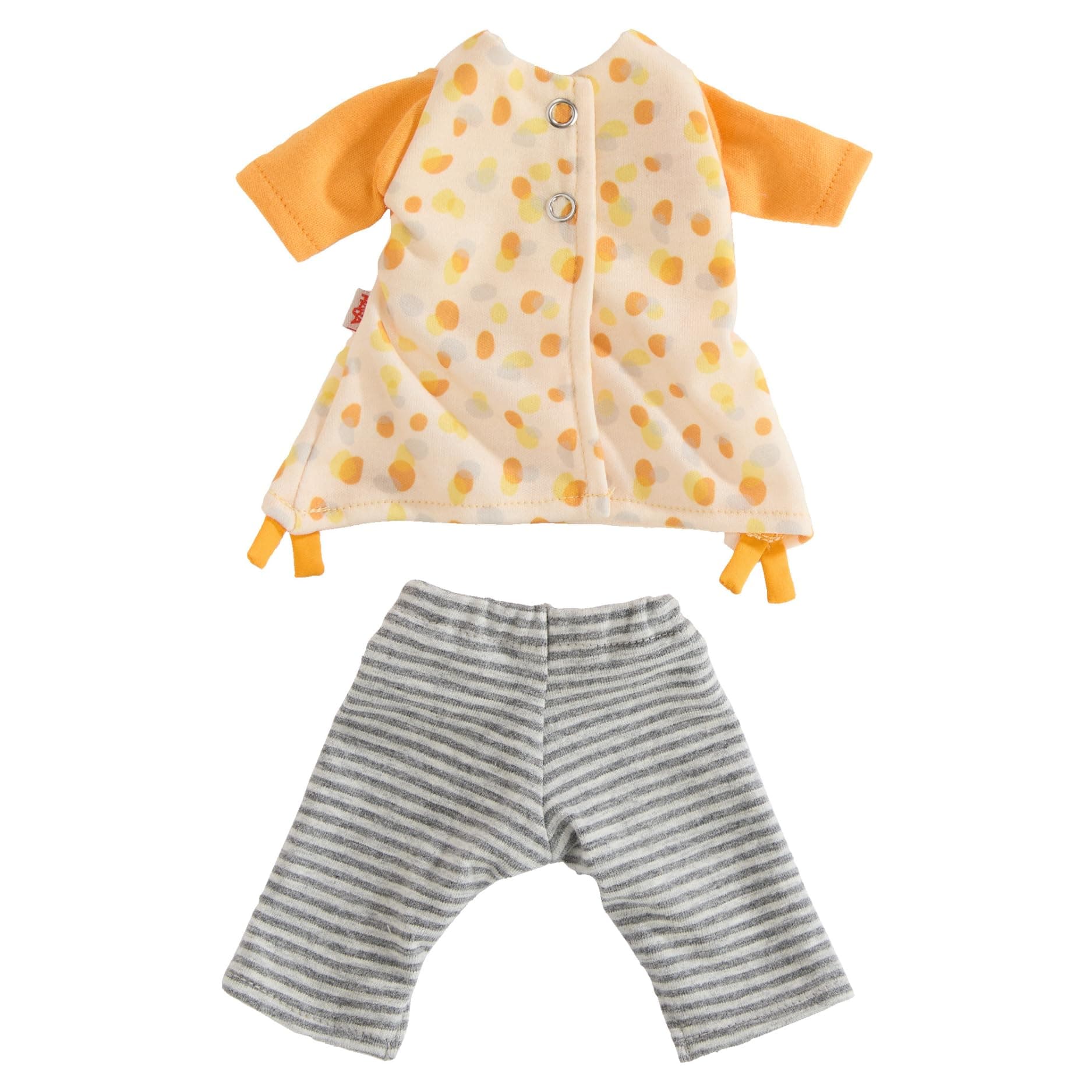 HABA Kleiderset Summer Feeling – 2-teiliges Puppen-Outfit mit Kleid & Leggings für 30 cm Stoffpuppen – Anziehkleidung für Puppen ab 18 Monaten – waschbar bei 30 °C – 2011861001