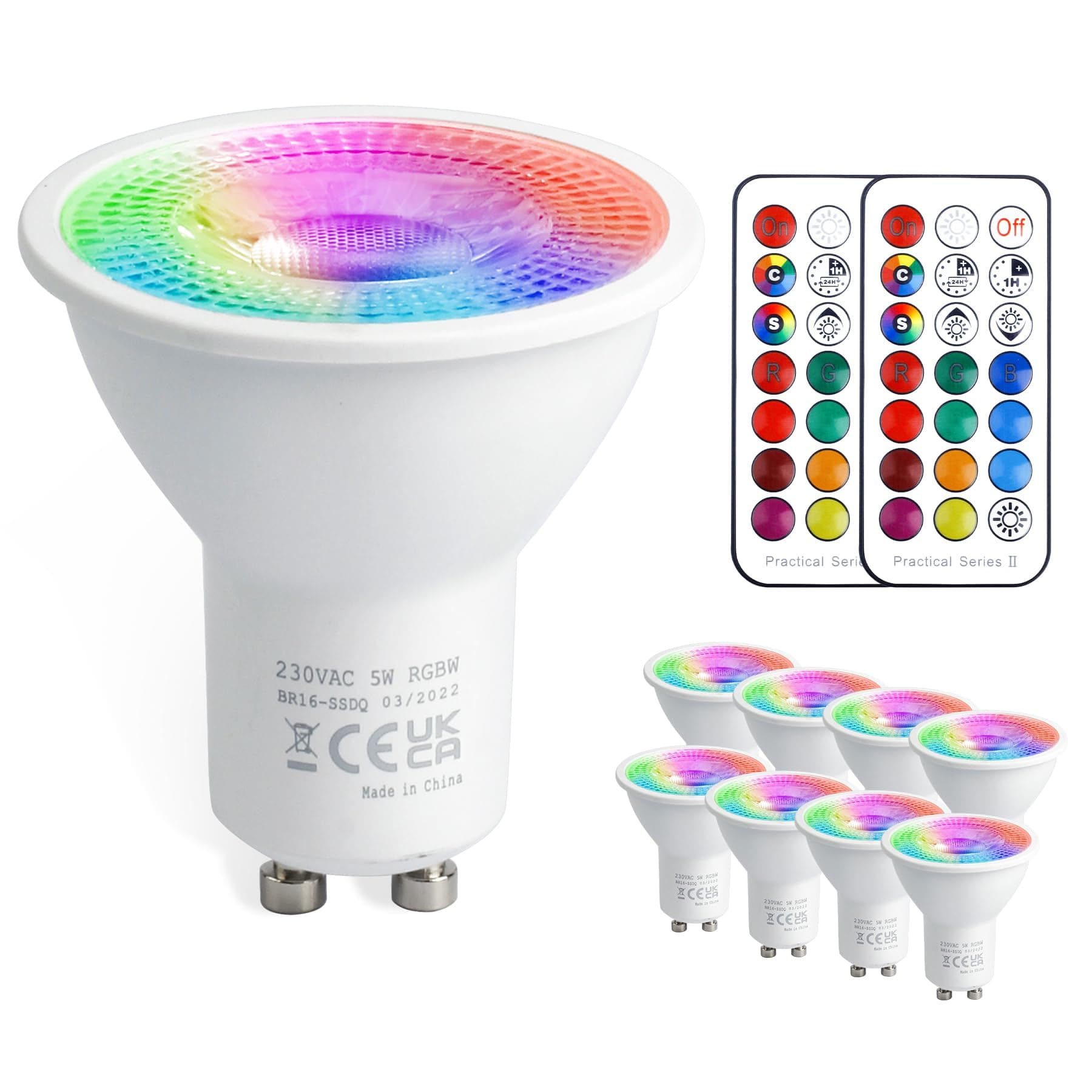 VARICART Ampoule LED GU10 5W 12 Couleurs Ampoules Spot LED Changement de Couleur RGBW, Dimmable avec Télécommande RGB Blanc Froid 6000K 50W Equi, pour Luminaire Sur rail Applique Murale (paquet de 8)