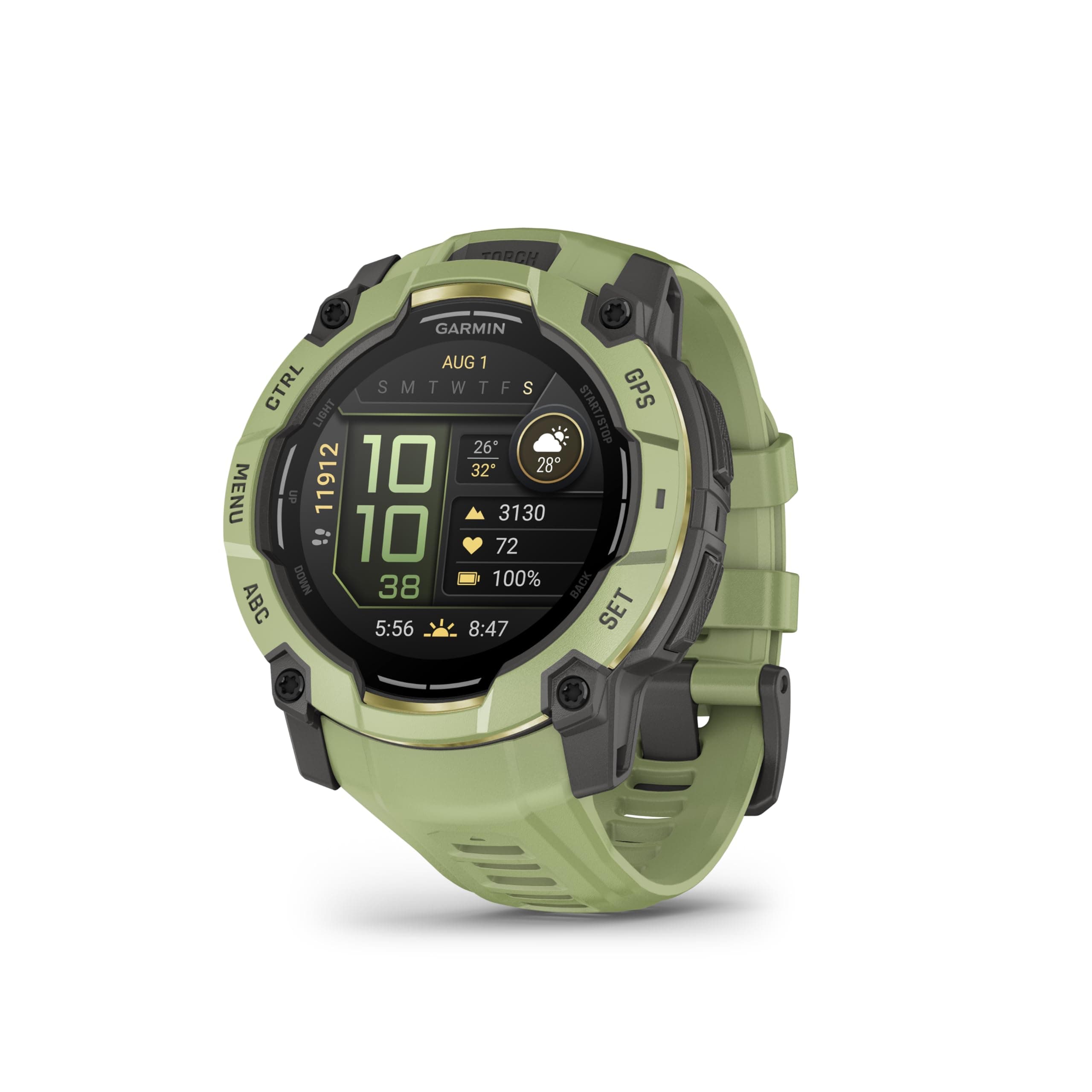 Garmin Instinct 3, AMOLED (édition limitée)- Montre GPS Robuste et connectée – Vert Sauge avec Bracelet Silicone Vert Sauge – Boîtier 50 mm