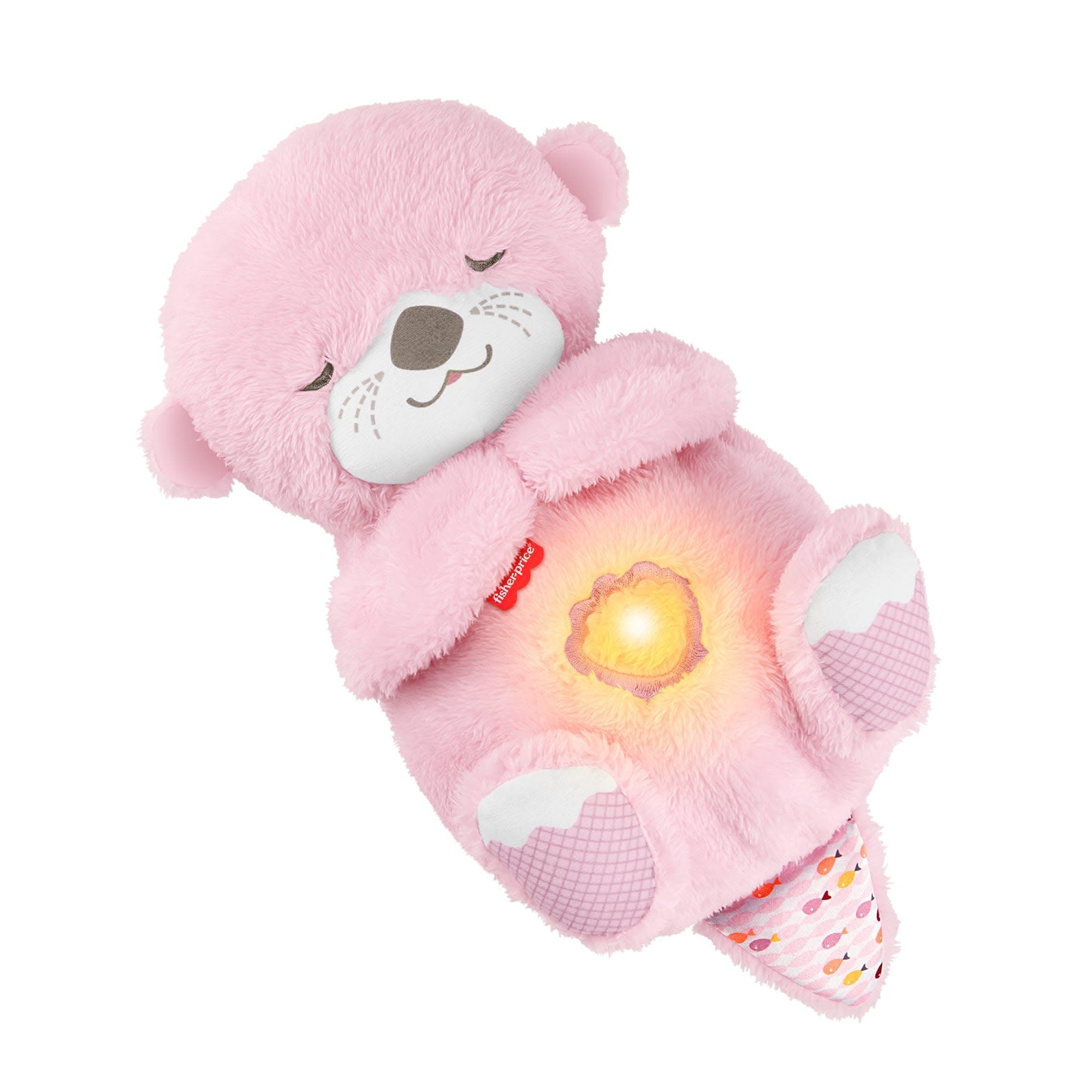Fisher-Price – Ma Loutre Câlins Bonne Nuit, veilleuse Musicale en Peluche Rose avec mécanisme de Respiration et lumières, pour bébés dès la Naissance, JLJ33