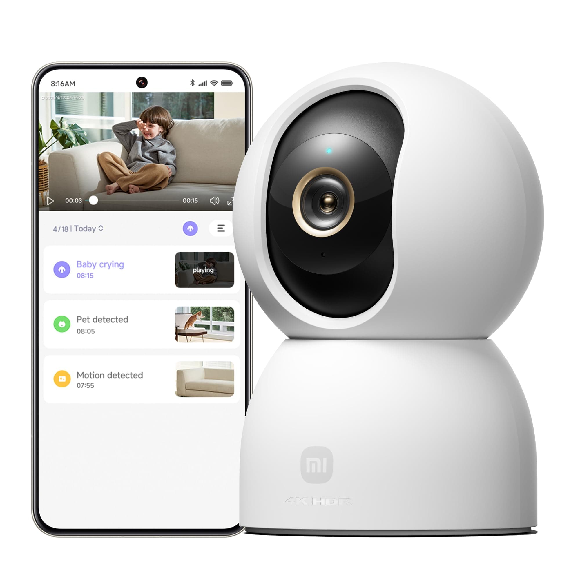 XIAOMI Smart Camera C701 4K Ultra HD, panorámica de 360°, comunicación bidireccional, visión Nocturna por Infrarrojos, Wi-Fi 6 de Doble Banda