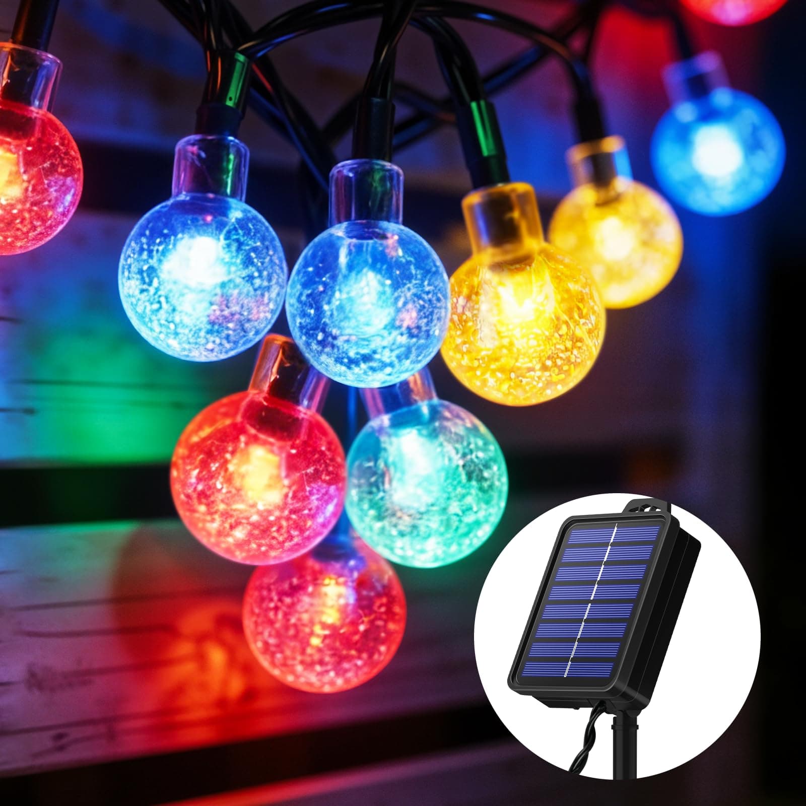 Realky Catena Luminosa Solare da Esterno 30 LED 8.1m, Luci Solari da Giardino con 8 Modalità e Memoria, IP65 Impermeabile, Luci Decorative per Terrazzo, Balcone, Gazebo, Festa (Multicolore)