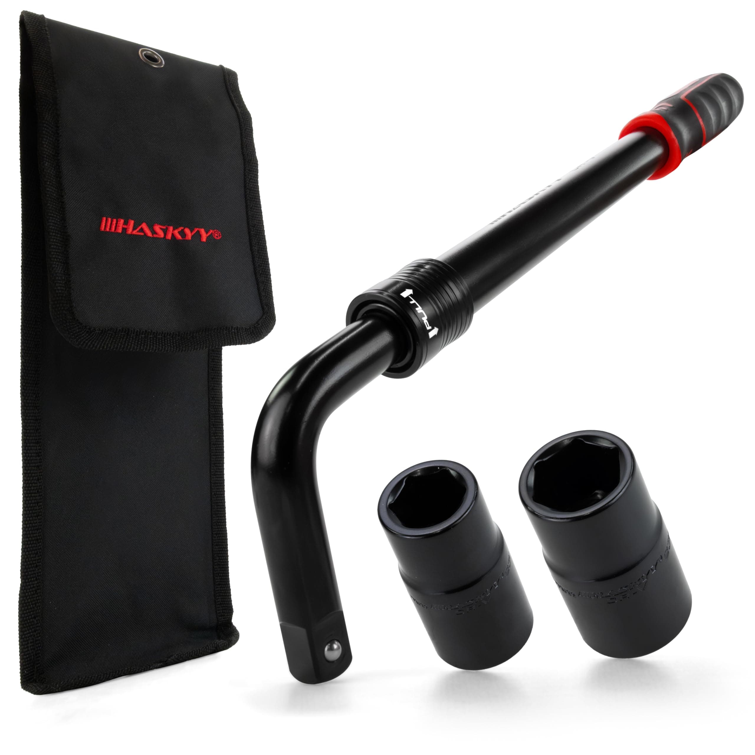 HASKYY Set di chiavi telescopiche per dadi delle ruote 355-530mm Estensibile 1/2 Pollici Attacco 17/19mm & 21/23mm, Chiave per pneumatici, Utensile per pneumatici con sacchetto di conservazione