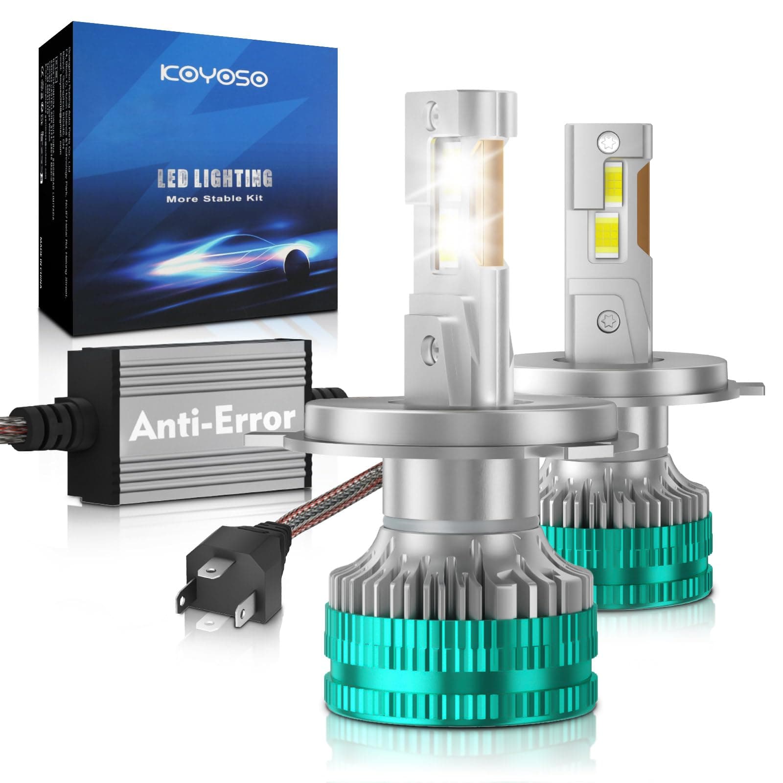 KOYOSO H4 LED Lampadine Auto: CANBUS Ready Nessun Errore LED Lampade Fari 32000LM 180W Sostituzione Kit LED Luci - Abbagliante e Anabbagliante per 12V Veicolo - 6500K Bianco