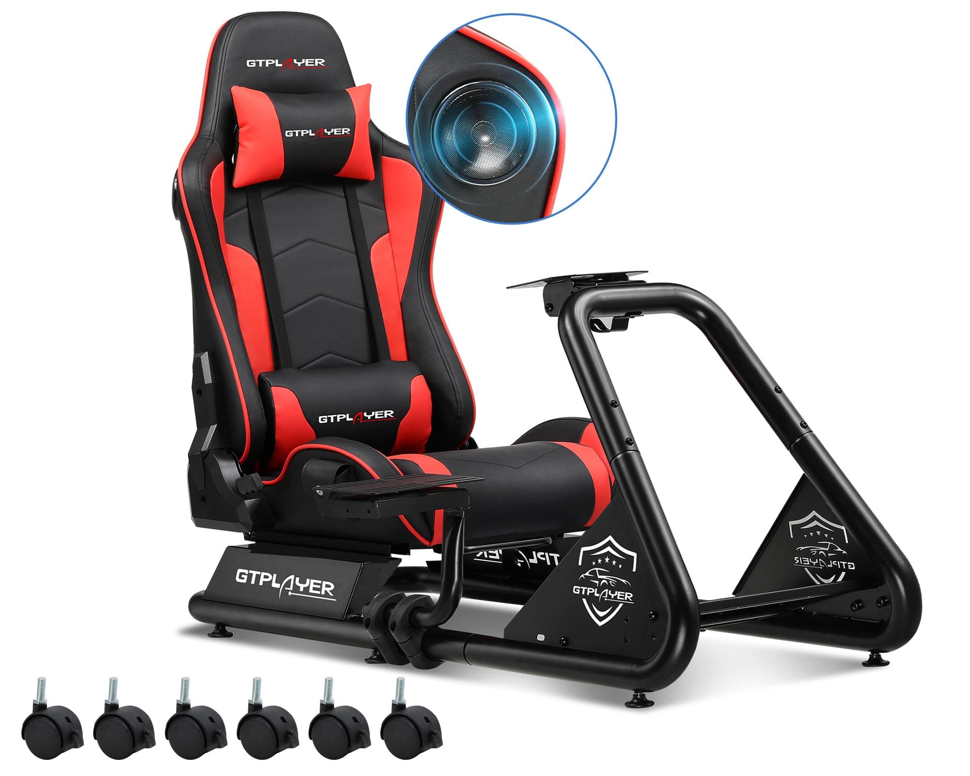GTPLAYER Simulator Cockpit, sim Racing Cockpit, Soporte para Volante con Altavoces, Compatible con Varios Modelos de Volante y Pedales
