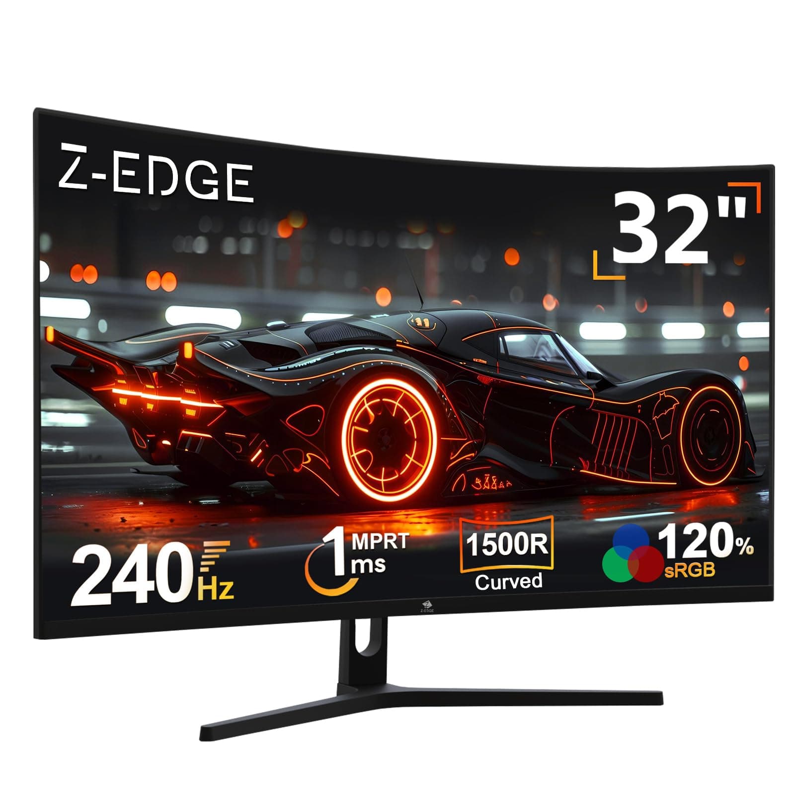 Z-Edge Monitor Gaming Curvo 32'' 240 Hz, 1ms, 1080P, FreeSync, Pantalla PC Bisel Ultra Fino, 1500R VA, Inclinación Ajustable, 2* HDMI 2.0 & 2* DP 1.4, RGB Luz de Respiración(Cable HDMI Incluido)
