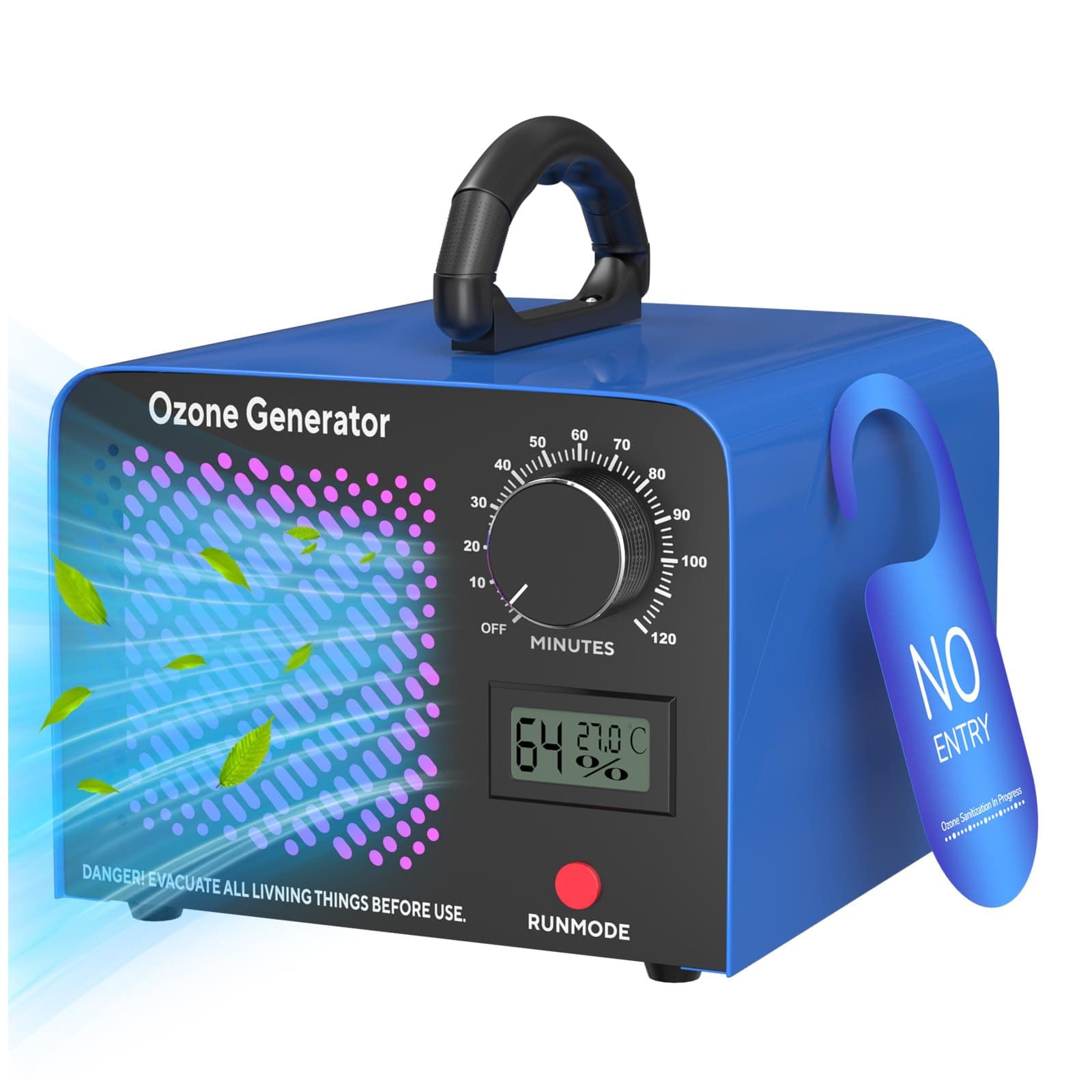Ozono Generador 65,000 mg/h, Ozonizador Industrial O3 con Temporizador de 120 Min, Temperatura, Humedad, Dispositivo de Ozono Hasta 300㎡ O3 Ozonizador para Garajes, Apartamentos, Hoteles