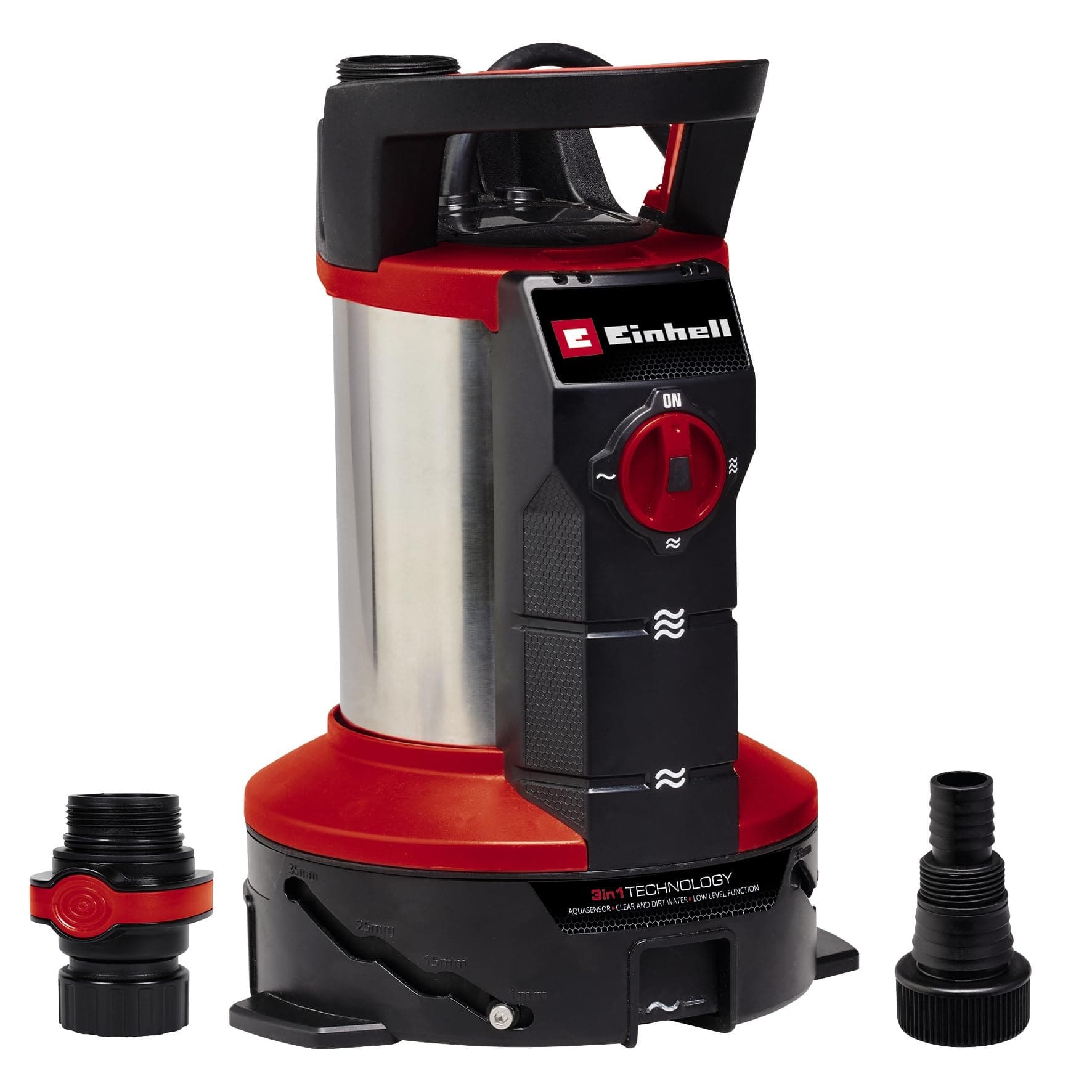Einhell Pompe pour eaux usées GE-DP 7935 N-A LL 3-en-1 (790 W, Aquasensor, particules d’une taille maximale de 35 mm, débit max. 19 500 L/h, avec connecteur rapide et adaptateur universel)