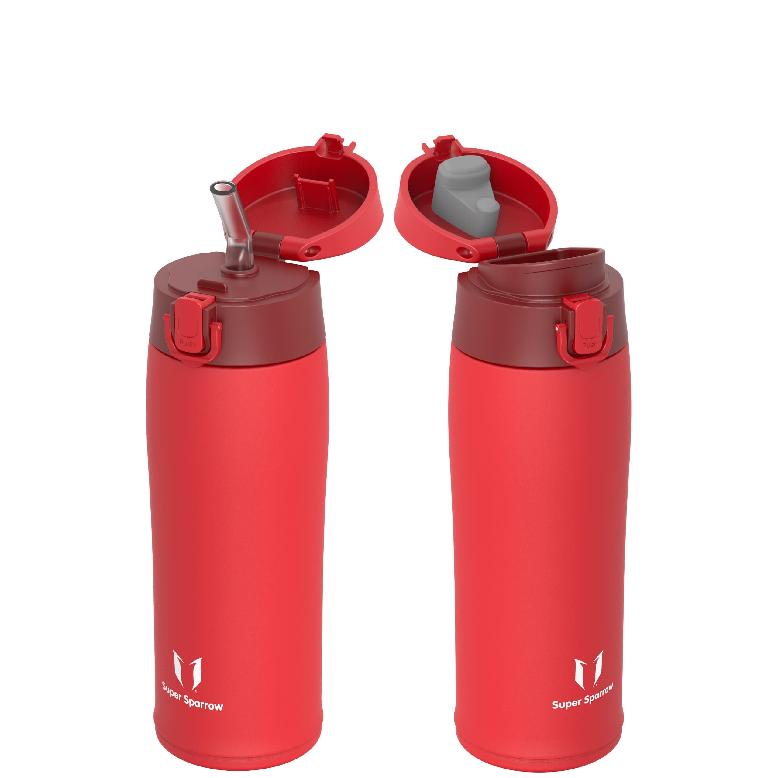 Super Sparrow Botella Agua Acero Inoxidable - Botella Termica - 350ml / 500ml / 750ml / 950ml - Termo Sin BPA, Botella de agua para niños - Incluye 2 Tapas : con Pajita y con Boquilla