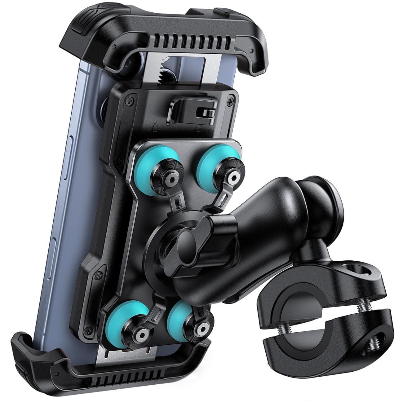 Lamicall Handyhalterung Motorrad, Handyhalter Fahrrad - [Metall-Verlängerungsarm] [Doppelt Vibrationsgedämpft] Handy Motorradhalterung Diebstahlsicher, 720° Drehbarer Lenker Halter für iPhone 17/16/15