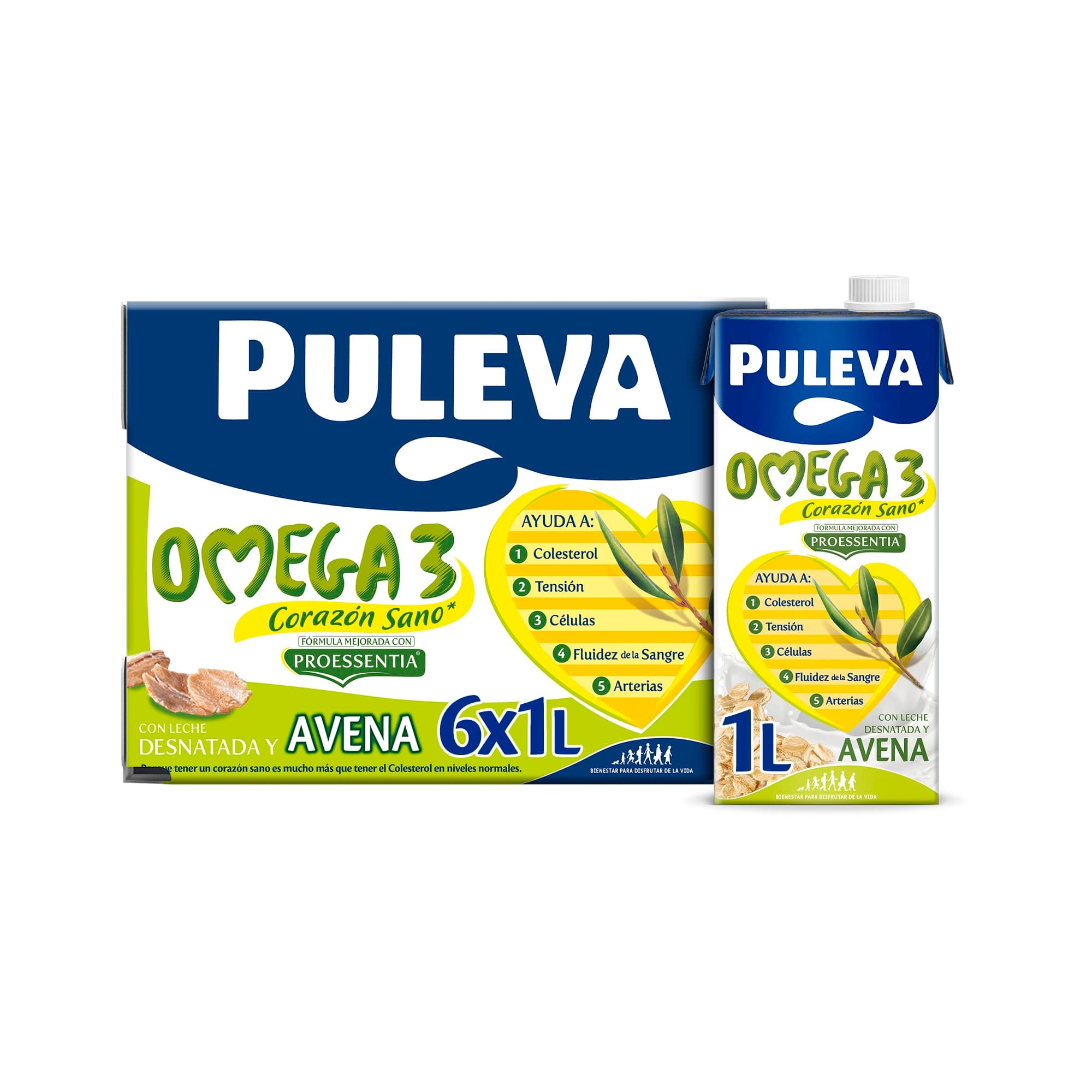 Puleva Omega 3 Leche con Avena - Pack 6 x 1Lt