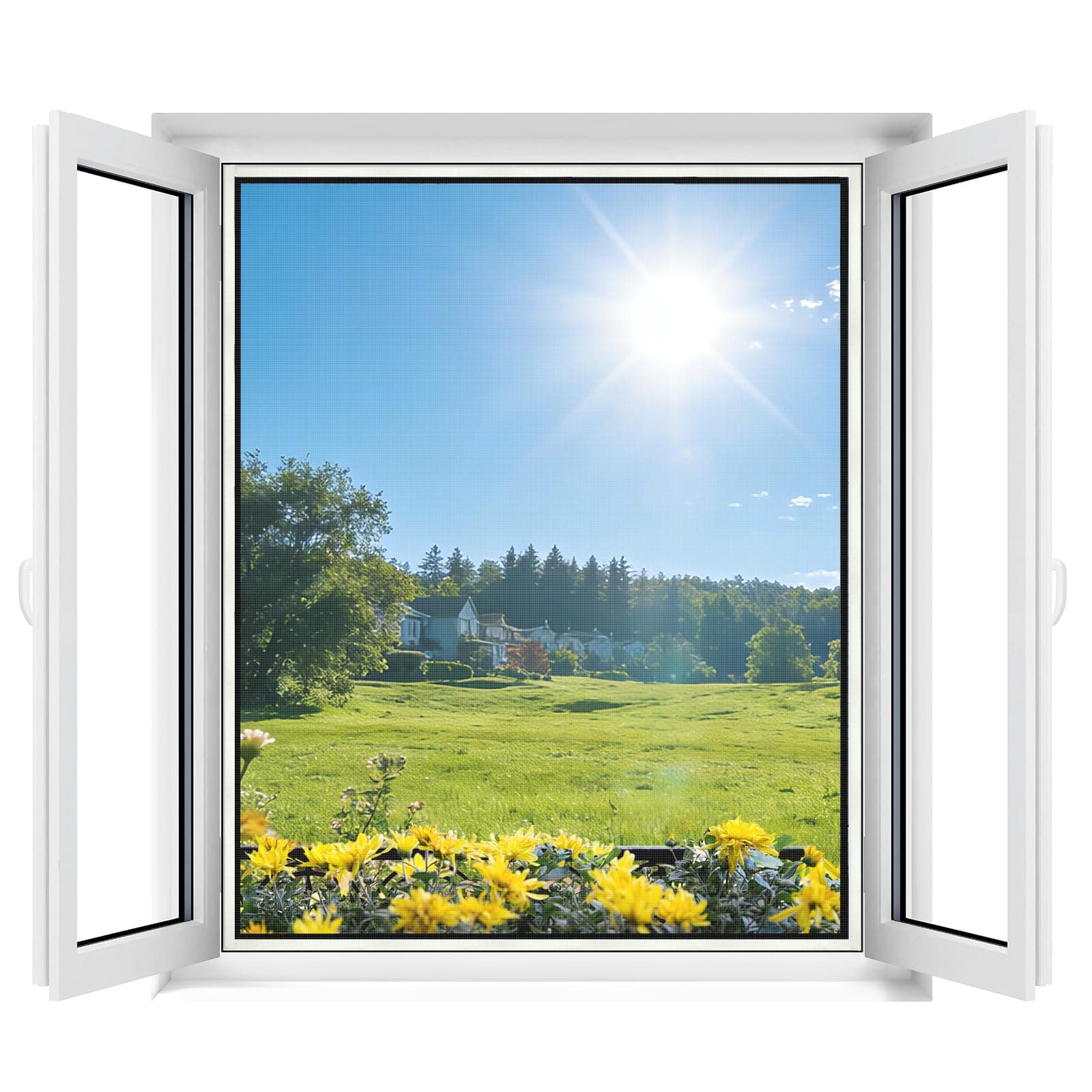 Apalus Zanzariera Universale Finestra 110x130 CM, 1 Pezzo – Rete Zanzariera Fissa Regolabile - CON Taglierino e Smoother per Installazione, Bianco