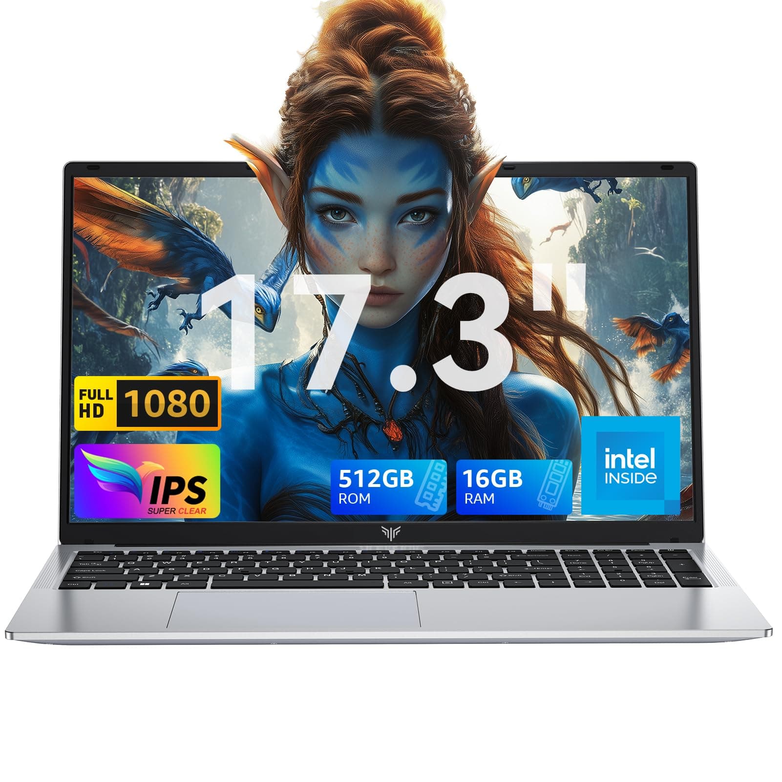 Tivique 2026 Ordinateur Portable 18,5" FHD, PC Portables 13e Processeur 4-cœurs N150 (jusqu'à 3,60 GHz) 16 Go RAM, 512 Go SSD M.2, 1080 écran HD, WiFi 5, BT 5.2, USB 3.2, Longue Durée 8000mAh