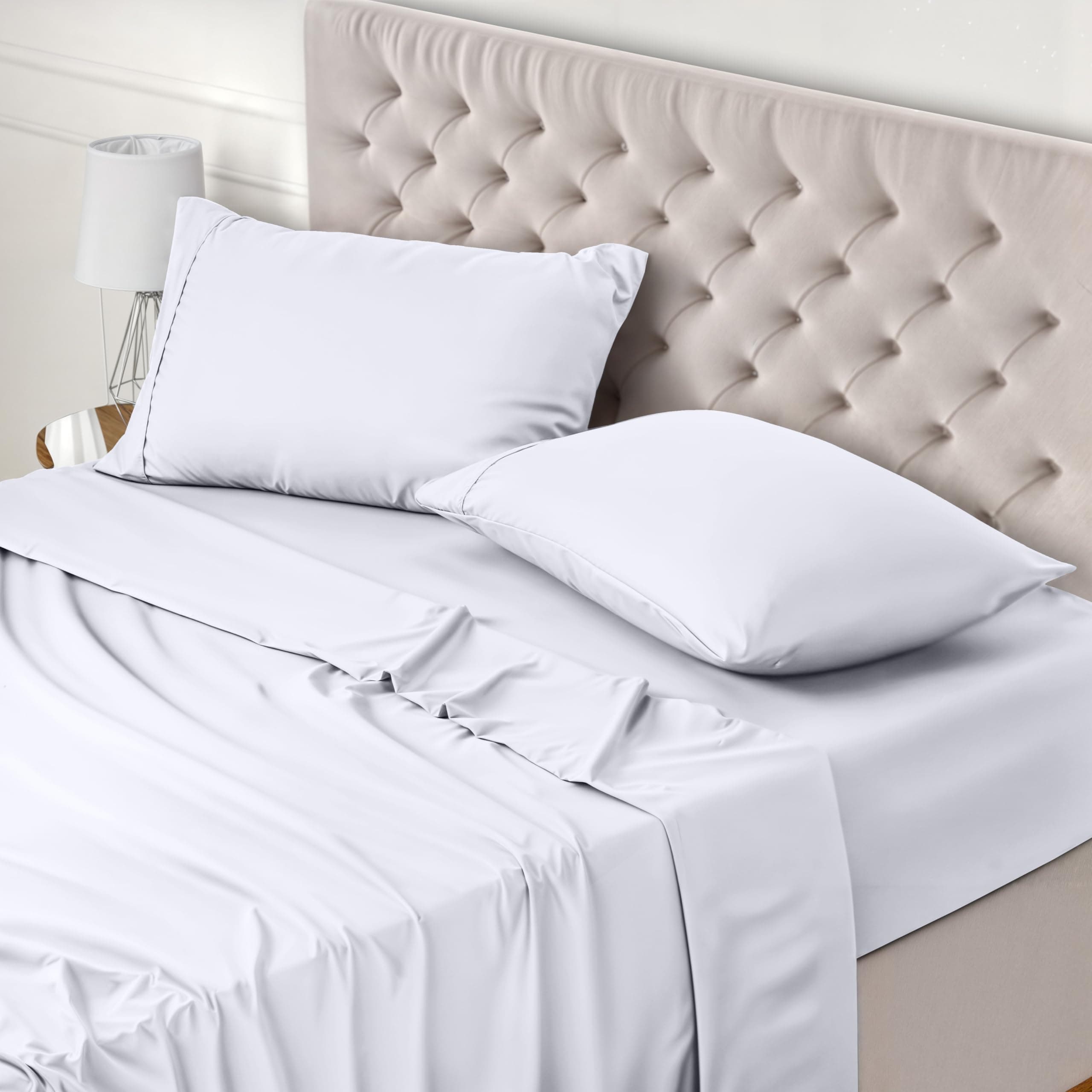 Utopia Bedding Juego de Sabanas 4 Piezas 150x200 - Poliéster Microfibra Cepillada - Oeko-Tex Certificado - Sábana Bajera, Sábana Plana y 2 Fundas de Almohada 50x75 (Cama 150, Blanco)