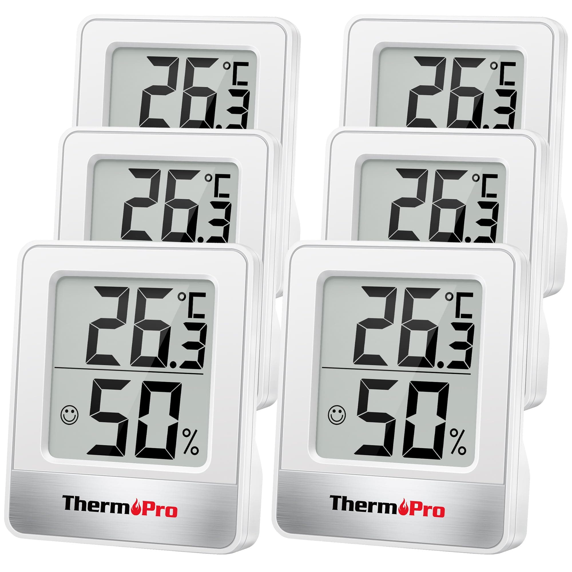 ThermoPro TP49-6 Petit Hygromètre Numérique Thermomètre Intérieur Thermomètre D'ambiance Moniteur de Température et Humidimètre pour Le Confort du Bureau à Domicile Thermomètre de Reptile, 6 Pièces